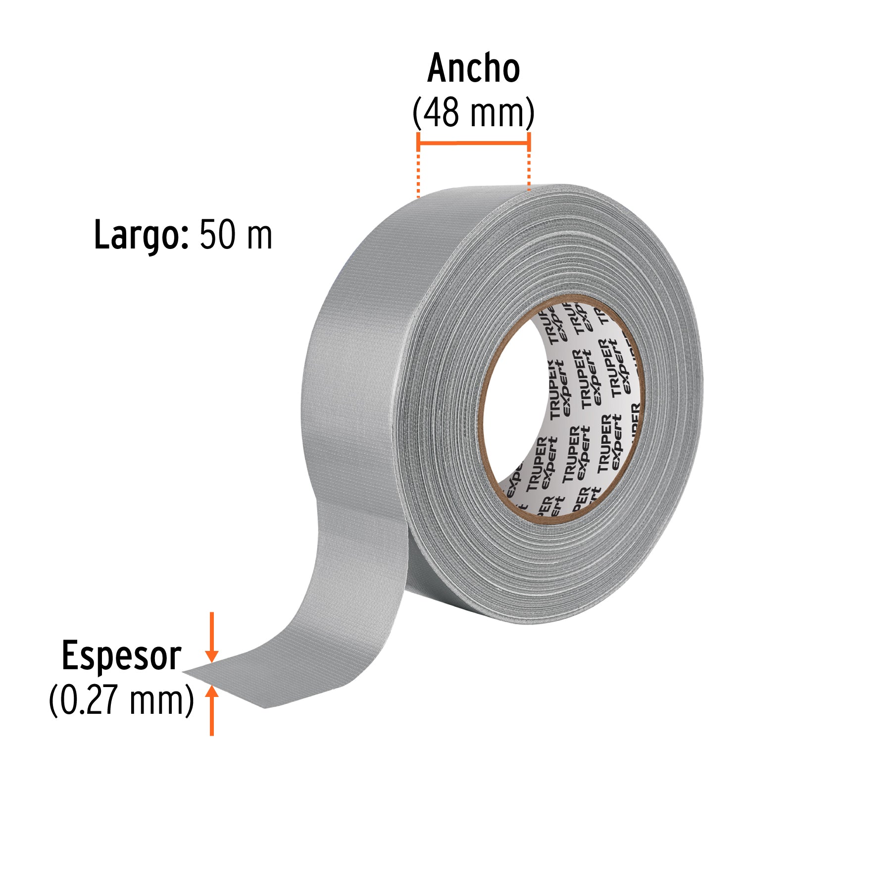 Cinta para ducto 50m x 48mm, espesor 0.27mm, EXPERT