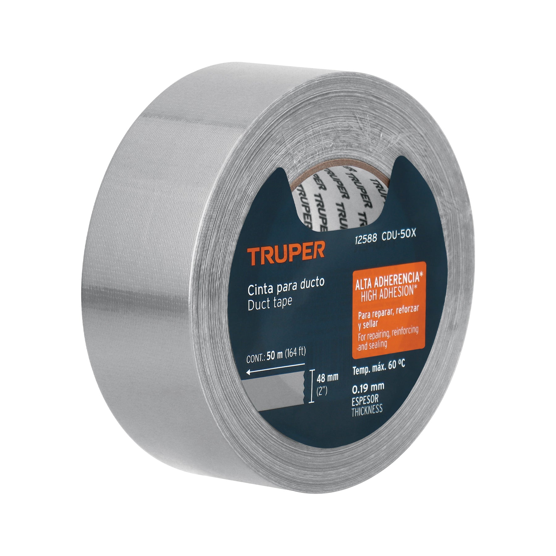 Cinta para ducto 50m x 48mm, espesor 0.19mm, TRUPER
