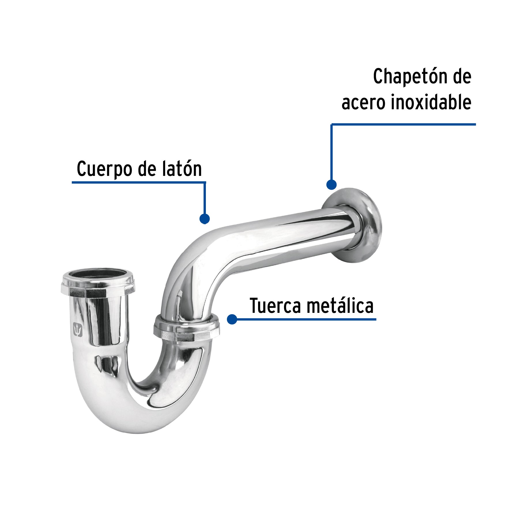 Céspol 1-1/2", sin contra, latón cromo, para fregadero