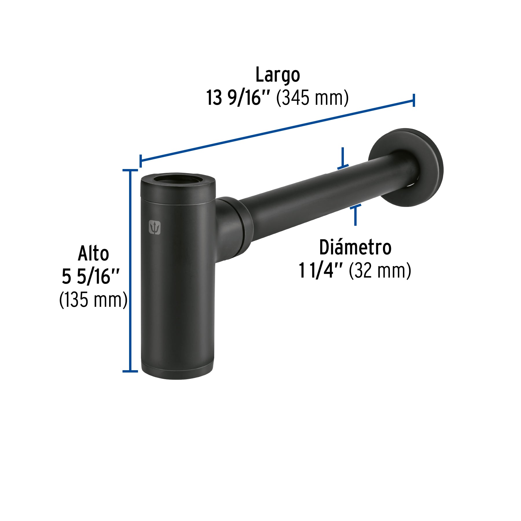 Céspol de bote minimalista 1 1/4", negro, para lavabo, FOSET