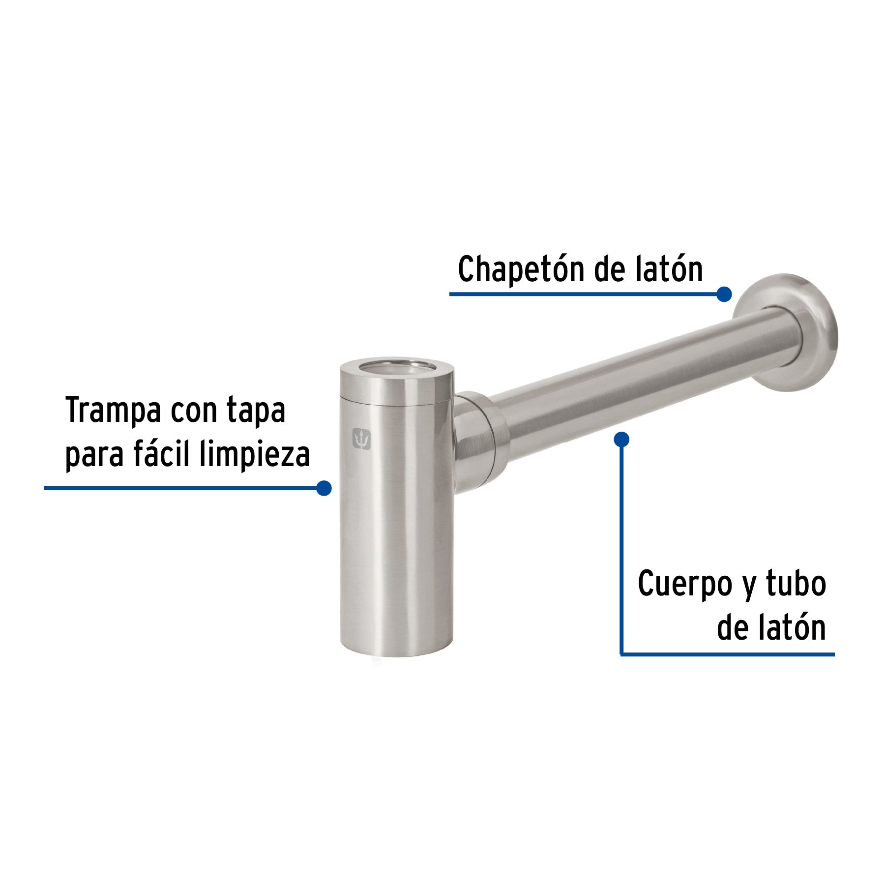 Céspol de bote minimalista 1 1/4", satín, para lavabo, FOSET