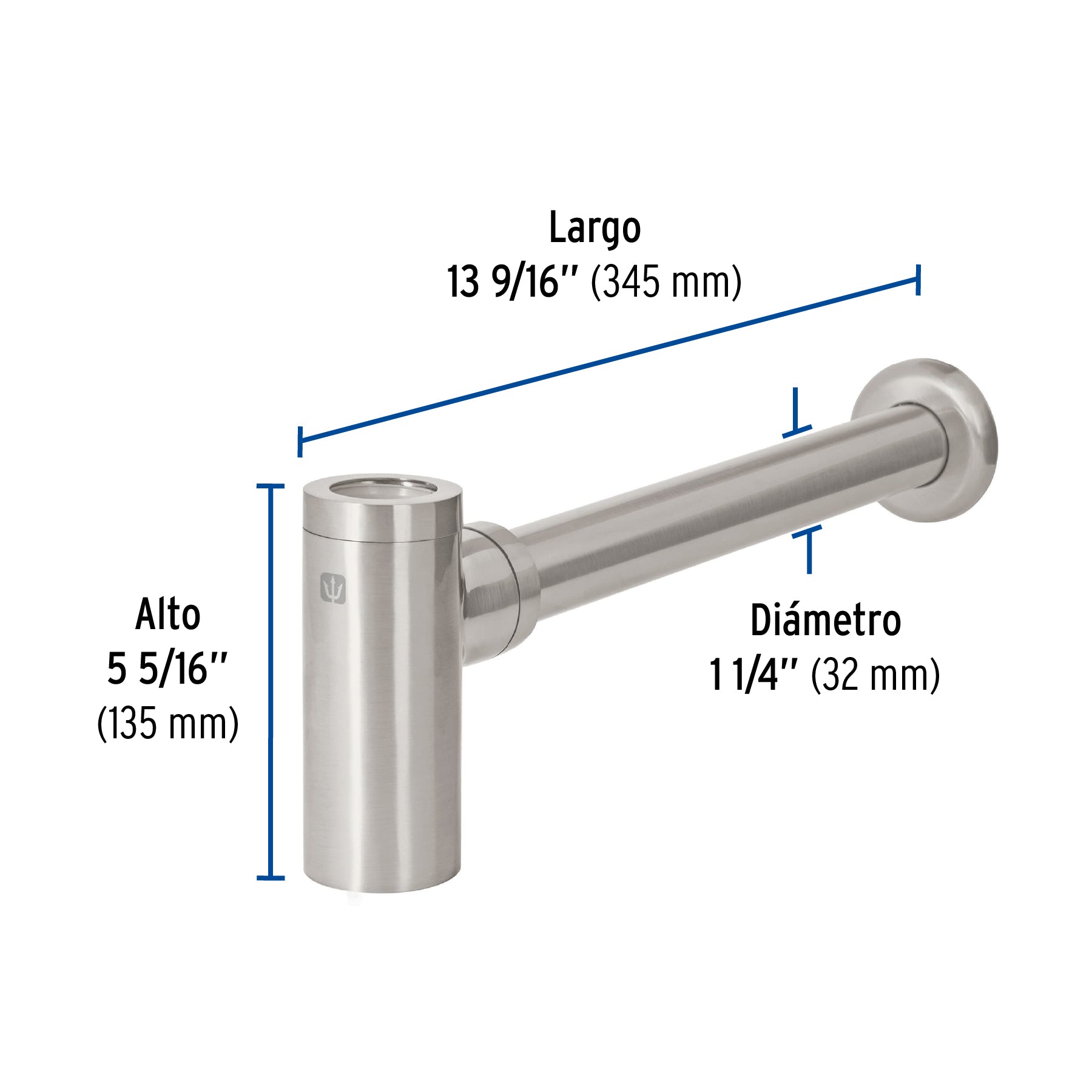 Céspol de bote minimalista 1 1/4", satín, para lavabo, FOSET