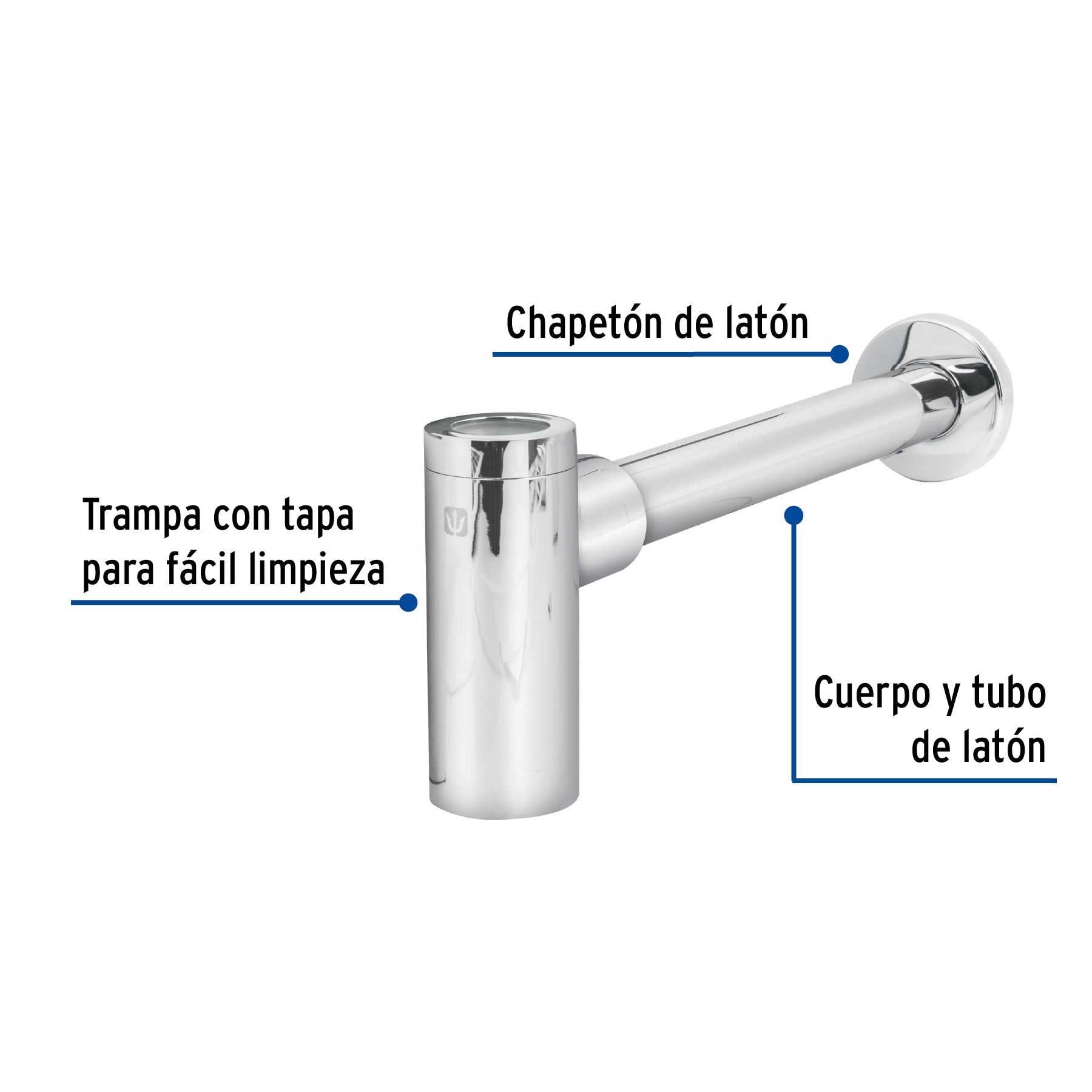 Céspol de bote minimalista 1 1/4", cromo, para lavabo, FOSET