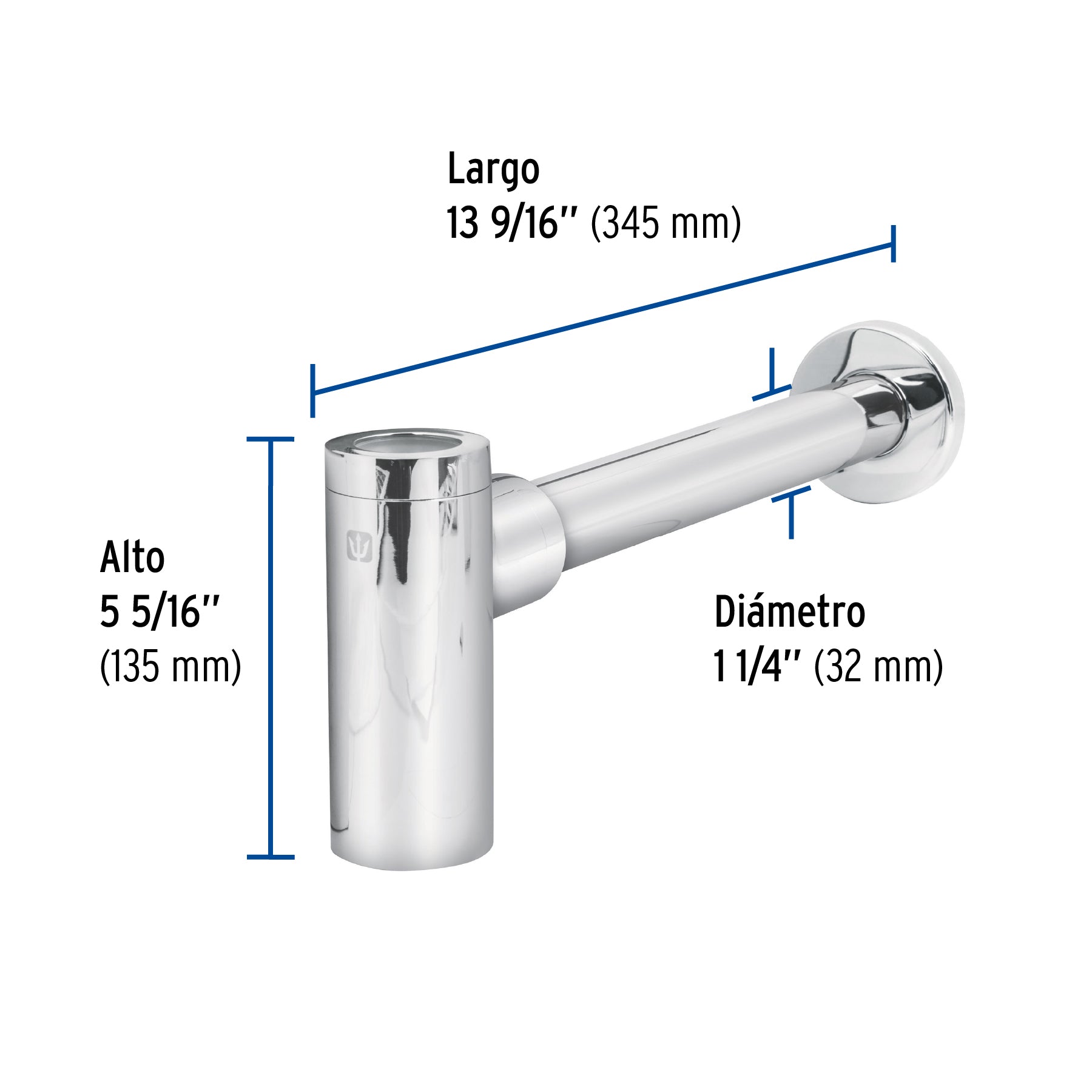 Céspol de bote minimalista 1 1/4", cromo, para lavabo, FOSET