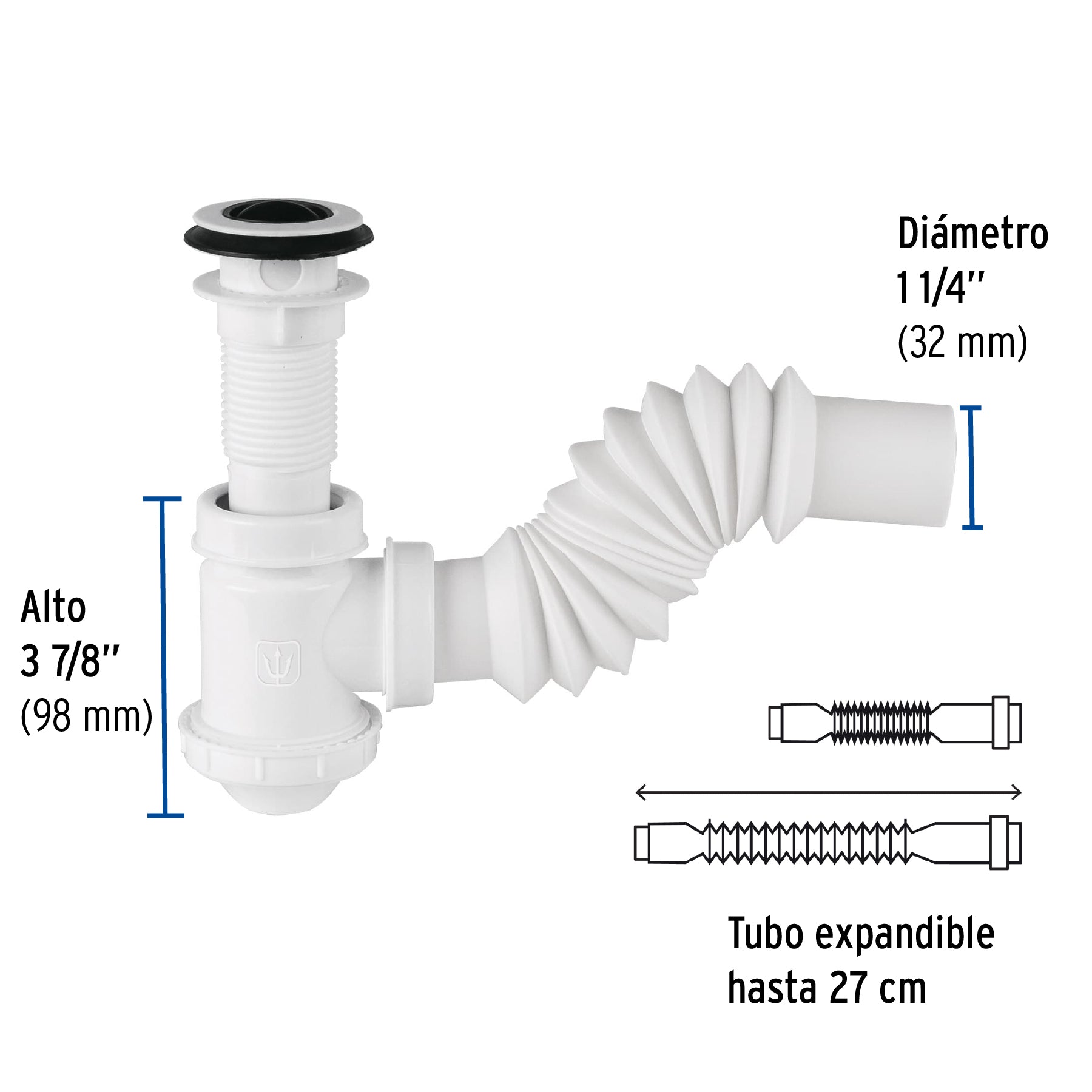Céspol de bote de polietileno con contra, para lavabo, FOSET