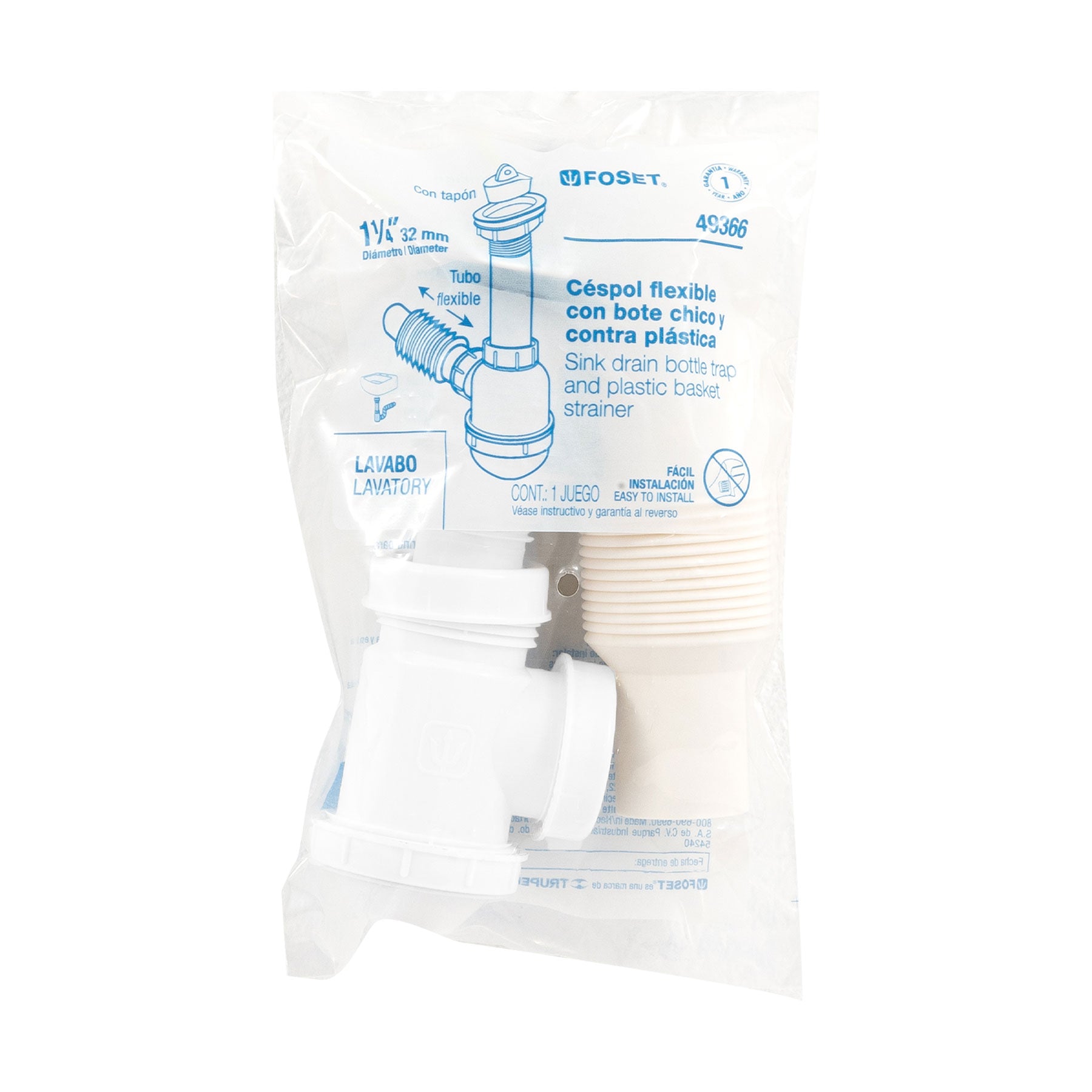 Céspol de bote de polietileno con contra, para lavabo, FOSET