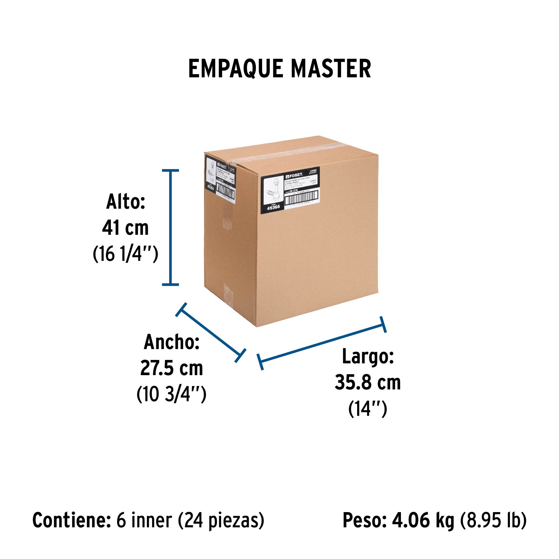 Céspol de bote de polietileno con contra, para lavabo, FOSET - Empaque