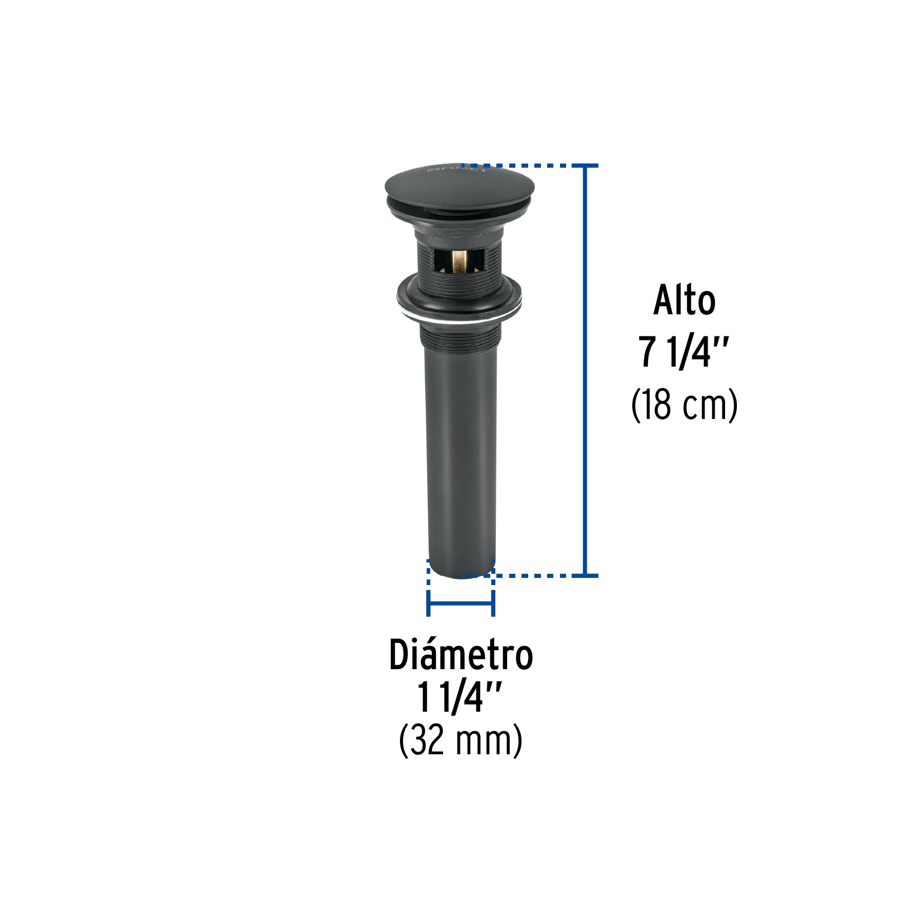 Contra para lavabo, con rebosadero, tipo hongo, negro