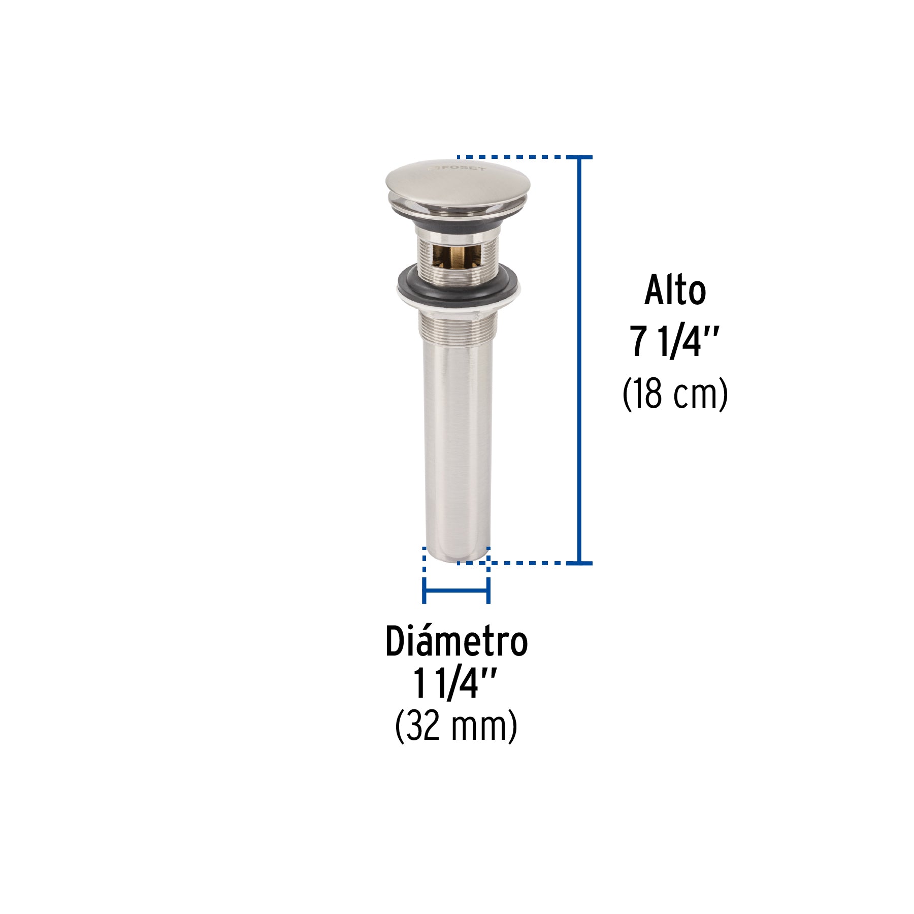 Contra para lavabo, con rebosadero, tipo hongo, satín