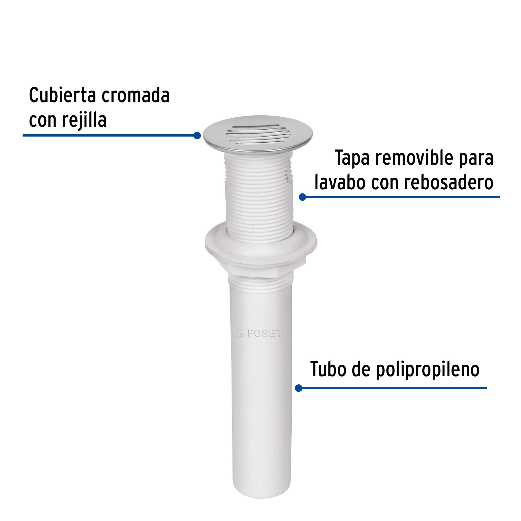 Contra de PP con rebosadero, para lavabo, FOSET
