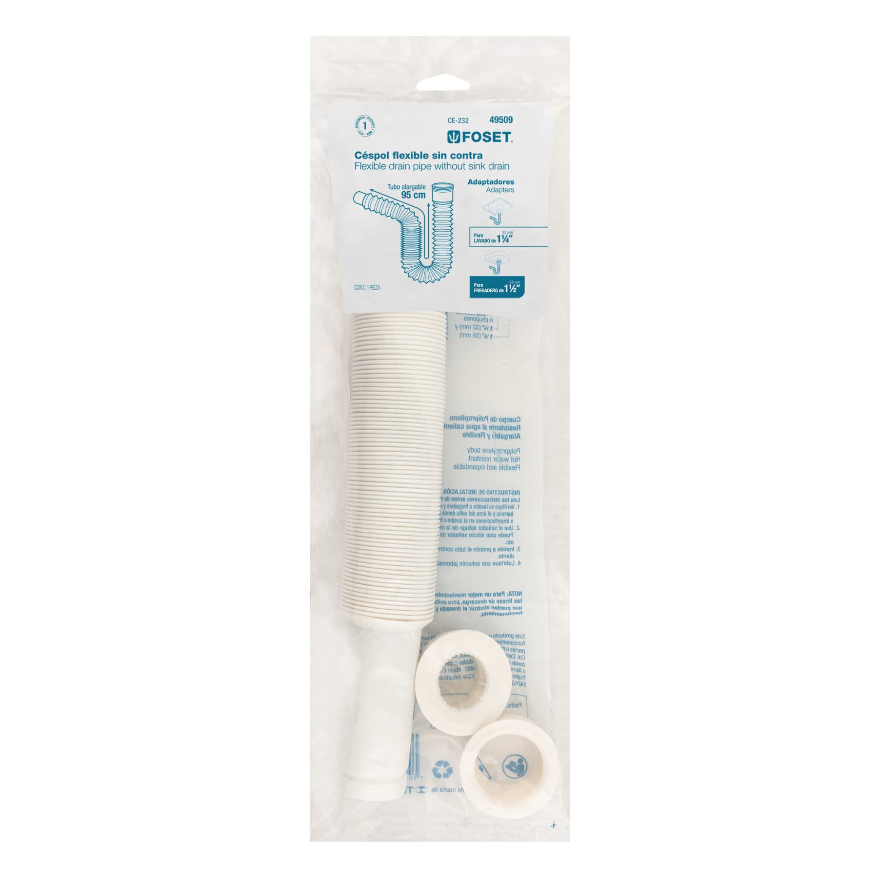 Céspol flexible de polietileno, para lavabo o fregadero