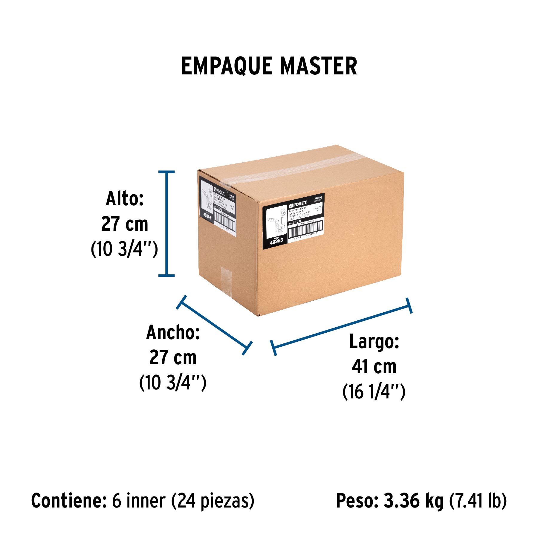 Céspol flexible de polietileno con contra, para lavabo,FOSET - Empaque