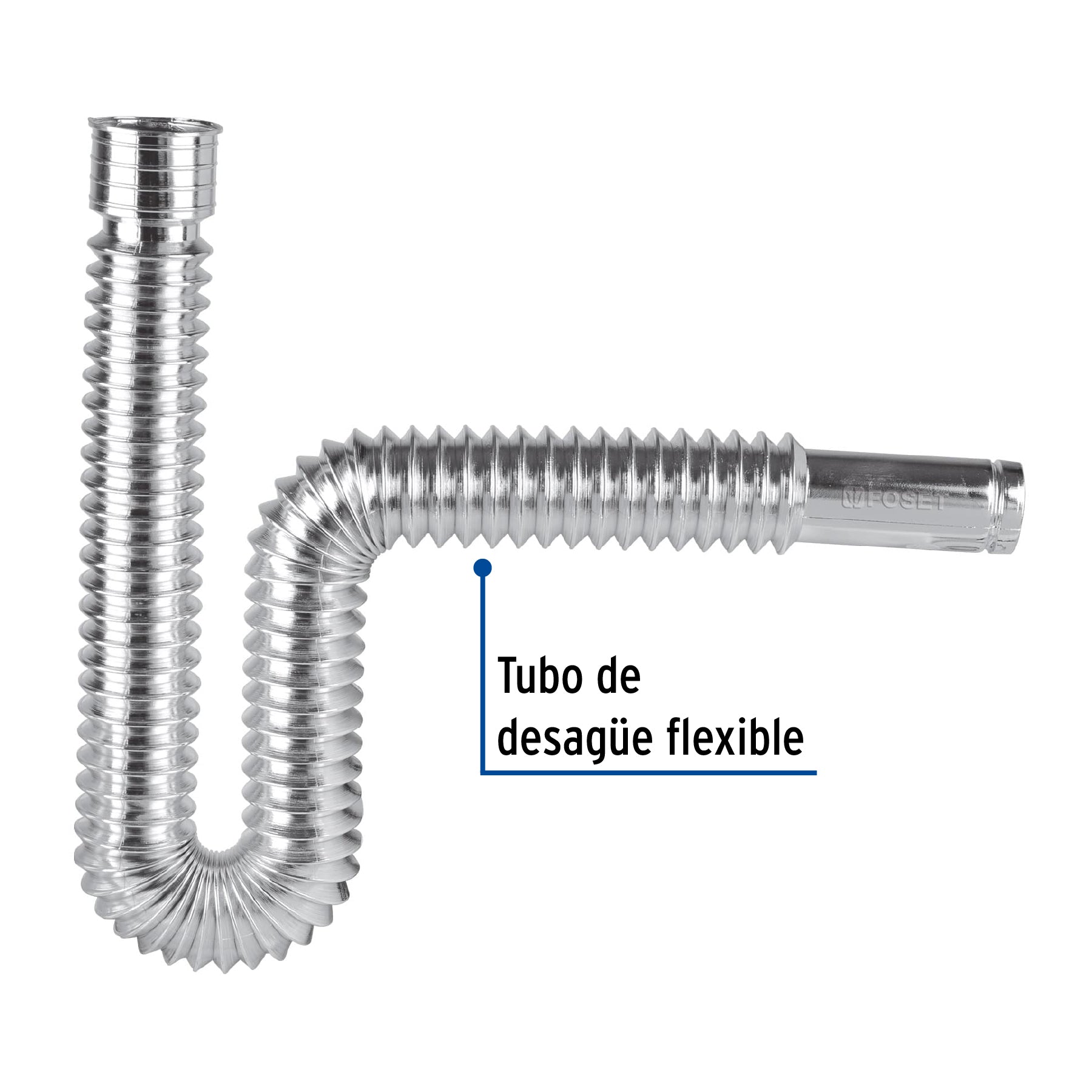 Céspol flexible de polietileno cromado, lavabo o fregadero