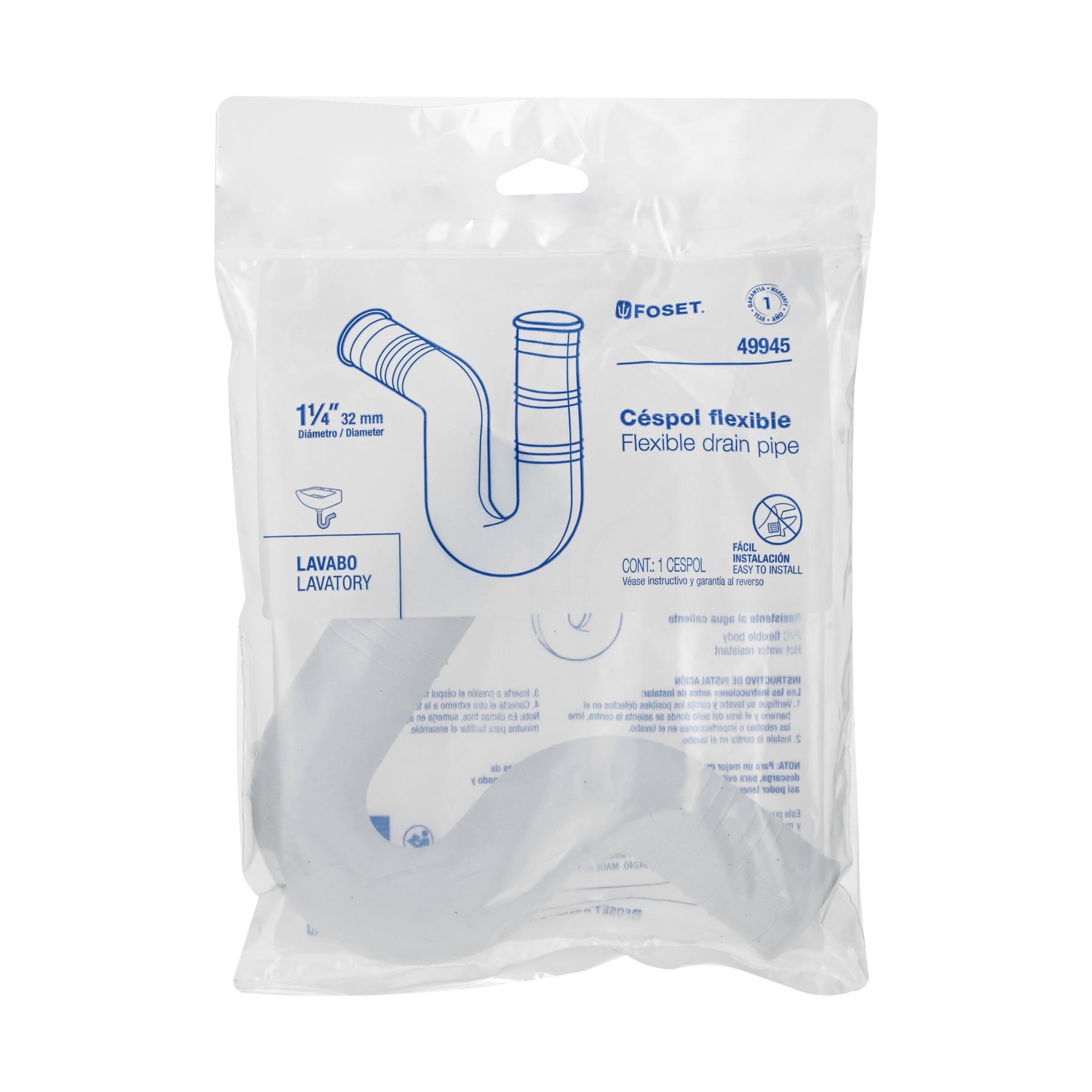 Céspol flexible de PVC para lavabo, FOSET