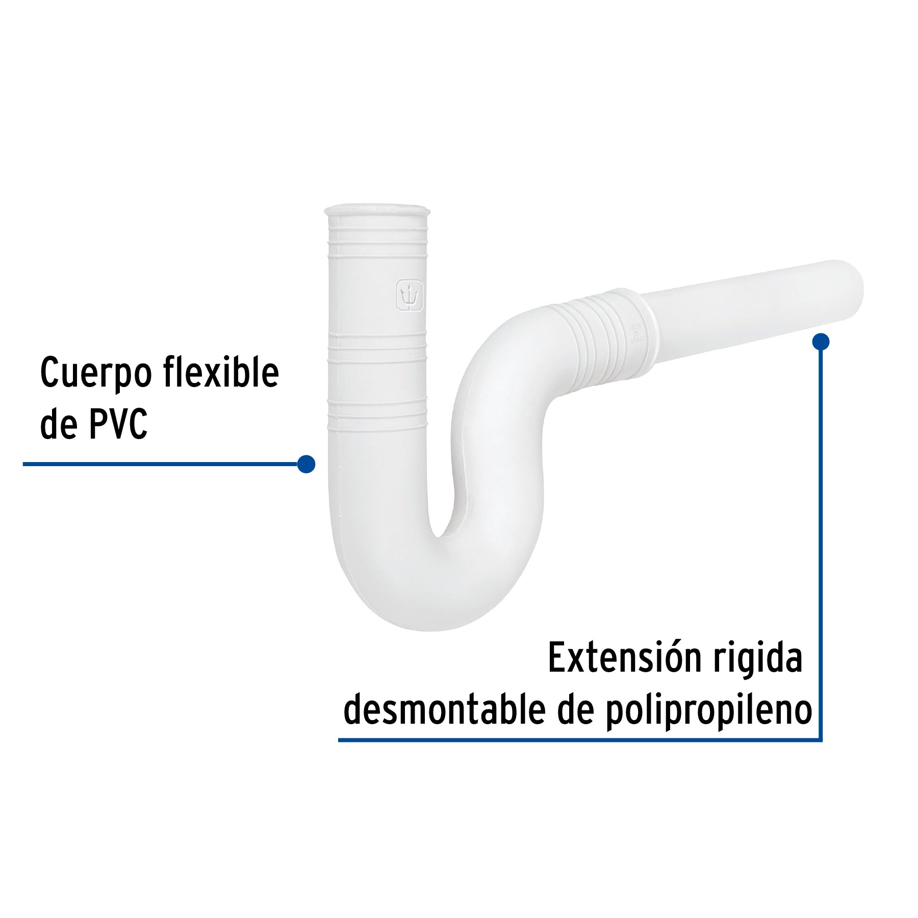 Céspol flexible de PVC, con extensión, para lavabo, FOSET