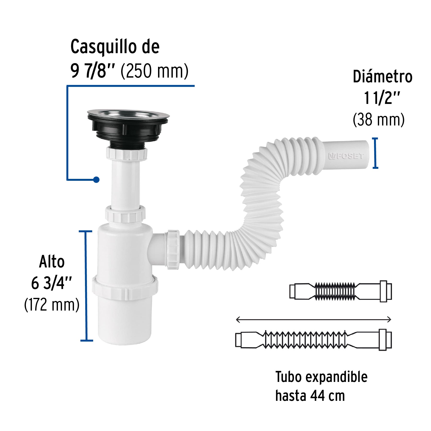 Céspol de bote con contracanasta de acero inoxidable, FOSET
