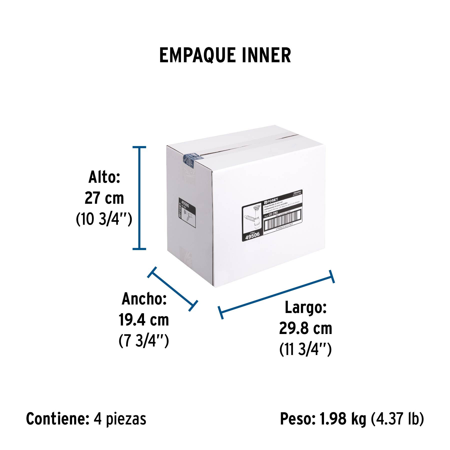 Céspol de bote con contracanasta de acero inoxidable, FOSET - Empaque