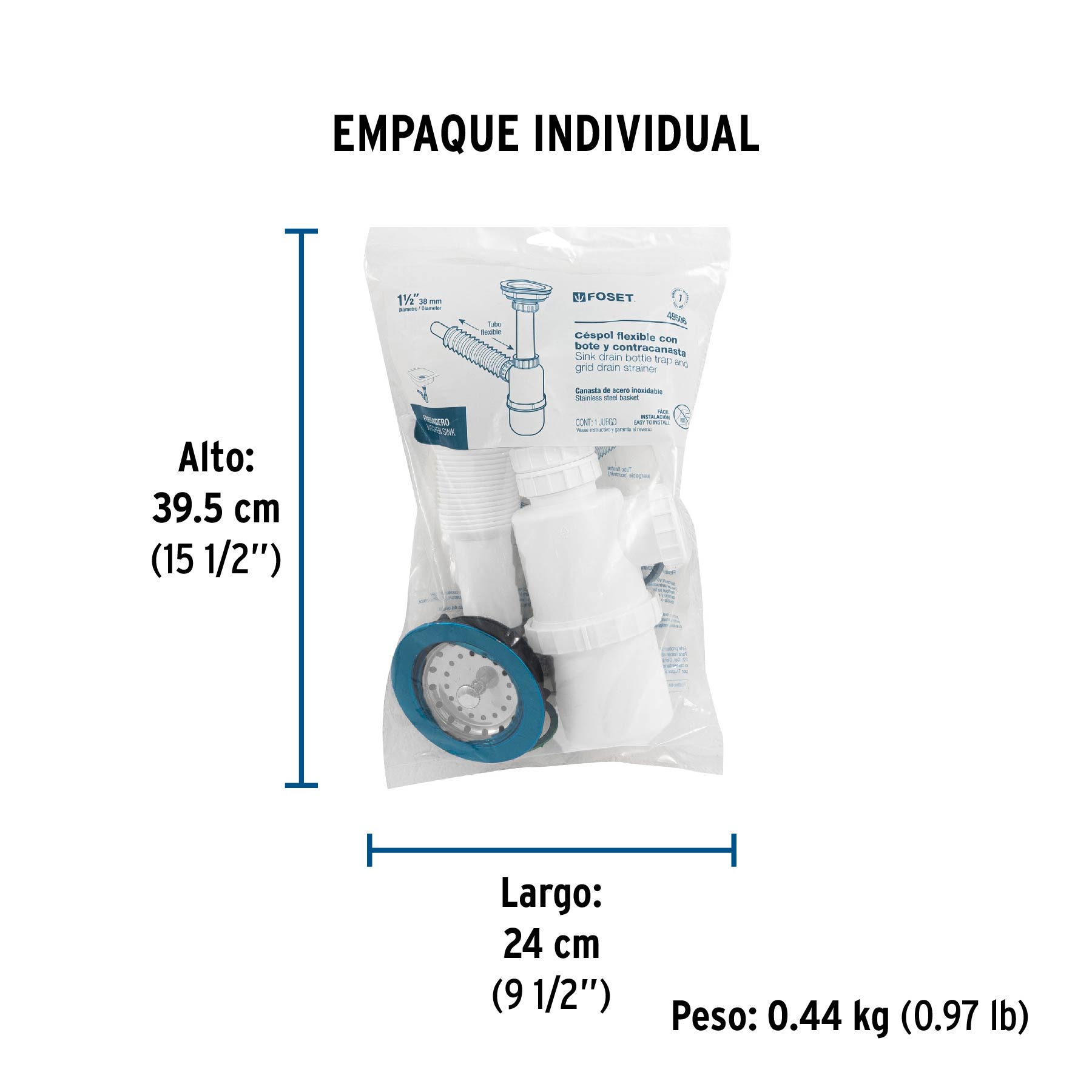 Céspol de bote con contracanasta de acero inoxidable, FOSET - Empaque