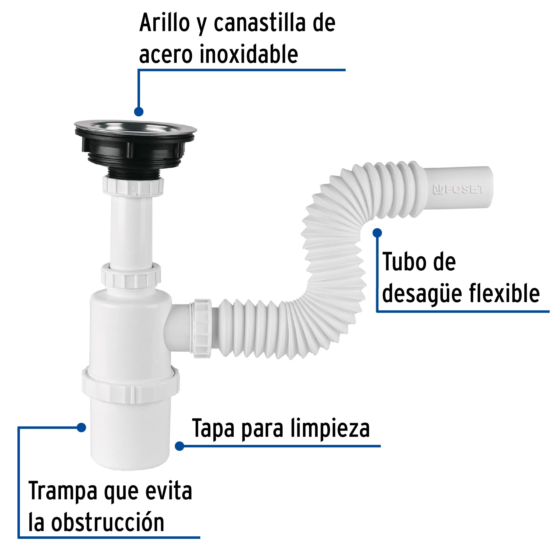Céspol de bote con contracanasta de acero inoxidable, FOSET