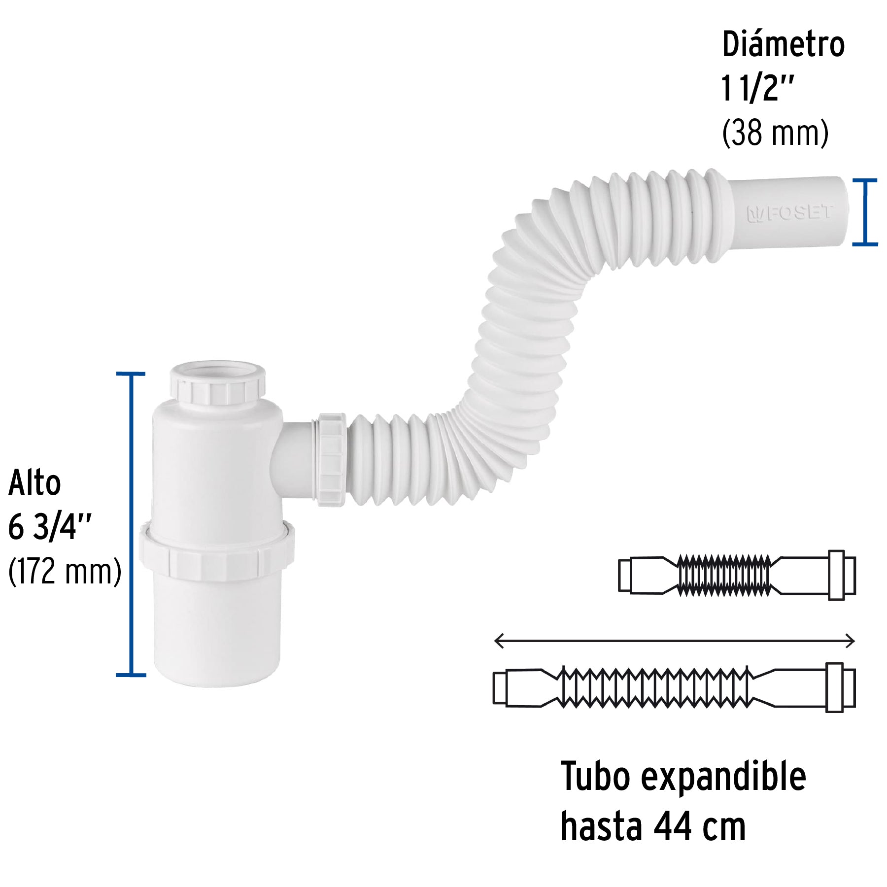 Céspol de bote de PP, para lavabo o fregadero, FOSET