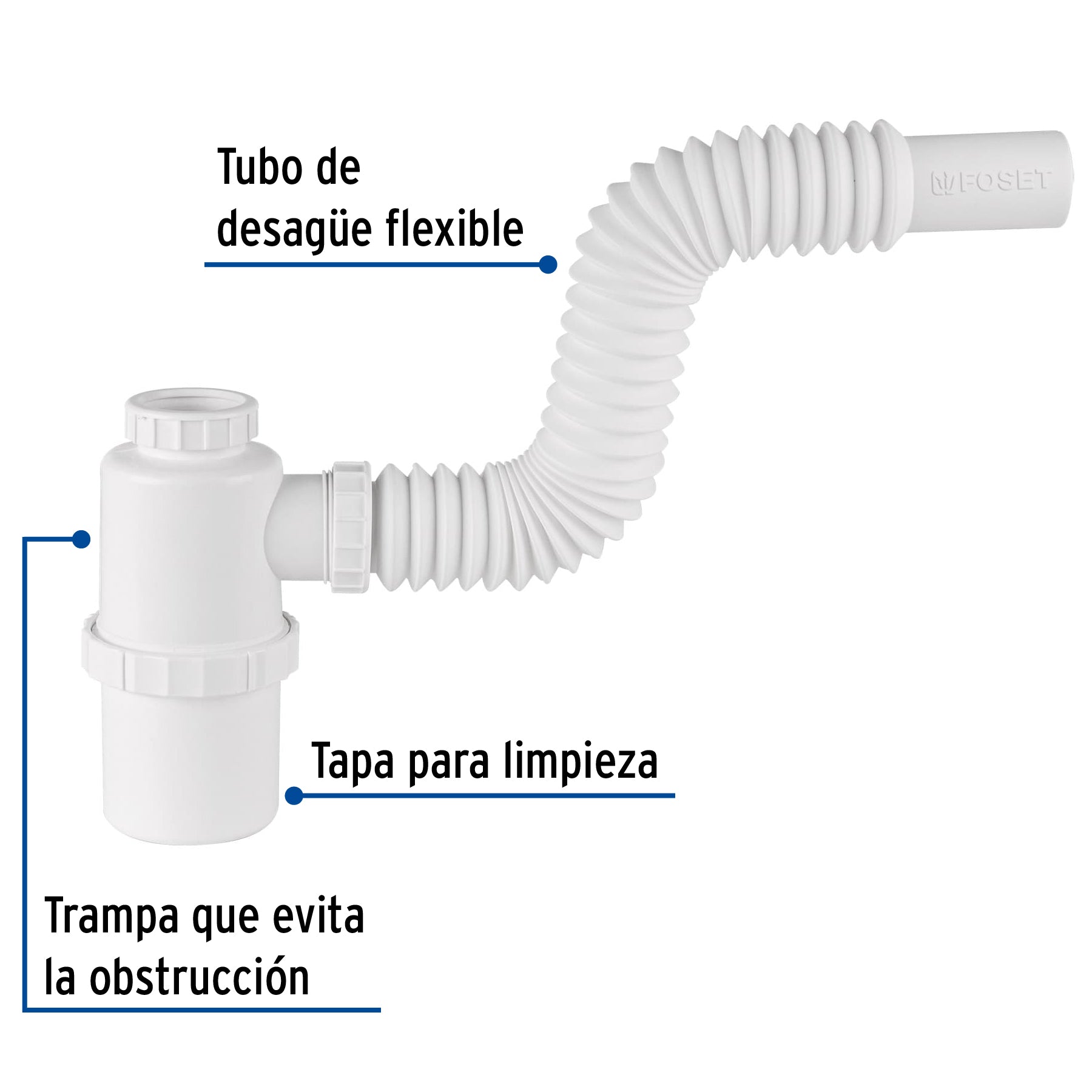 Céspol de bote de PP, para lavabo o fregadero, FOSET