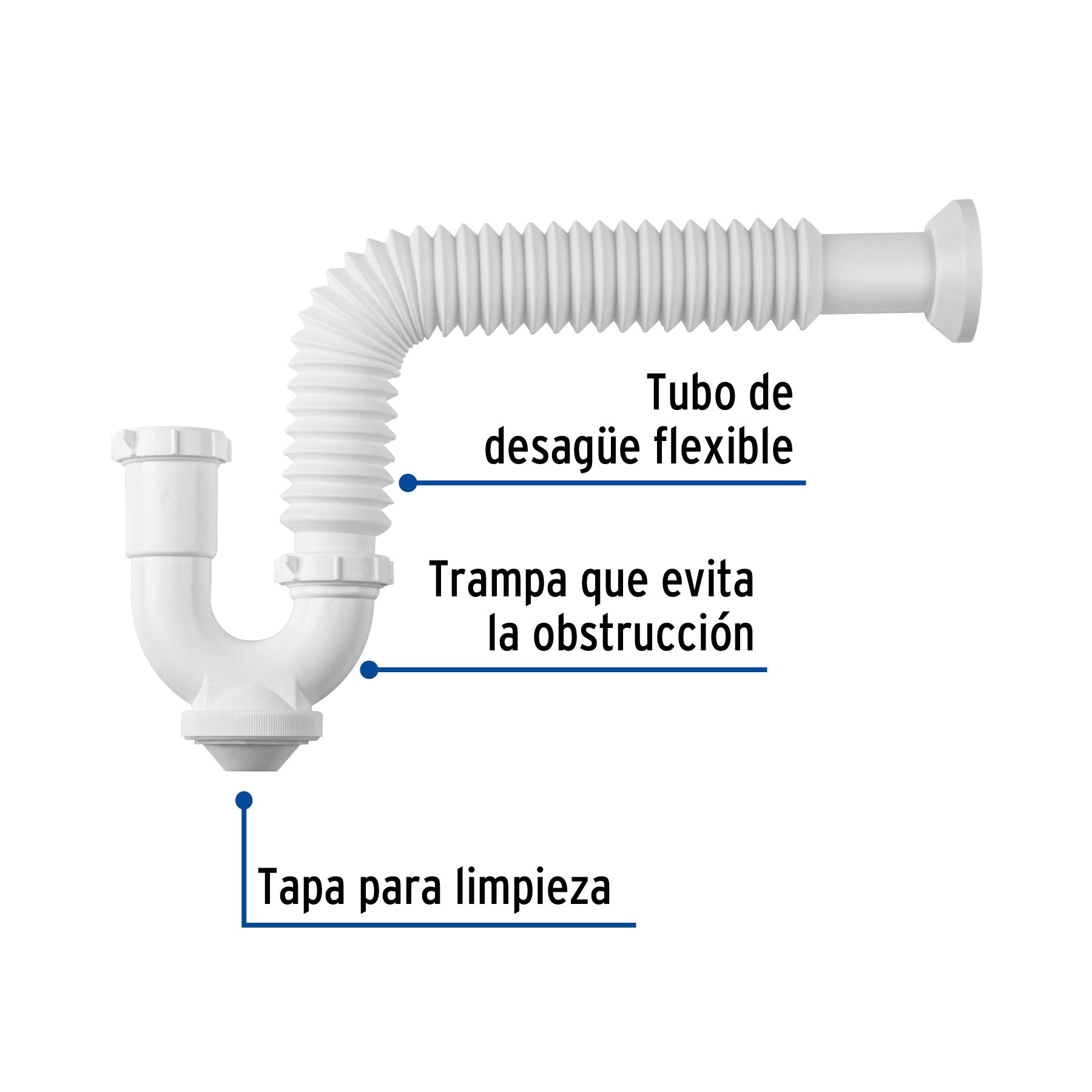 Céspol semi rígido de PP, para lavabo o fregadero, FOSET