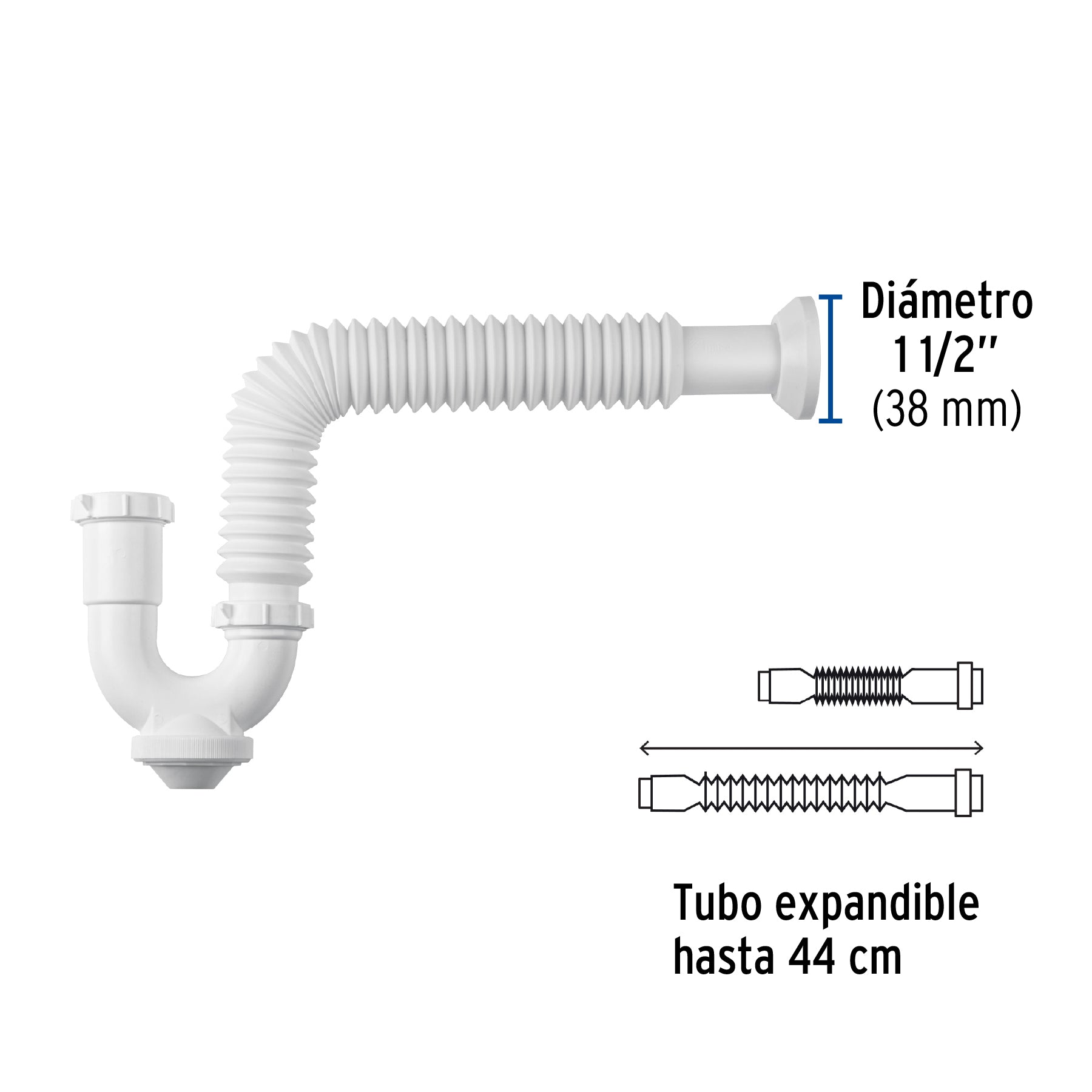 Céspol semi rígido de PP, para lavabo o fregadero, FOSET