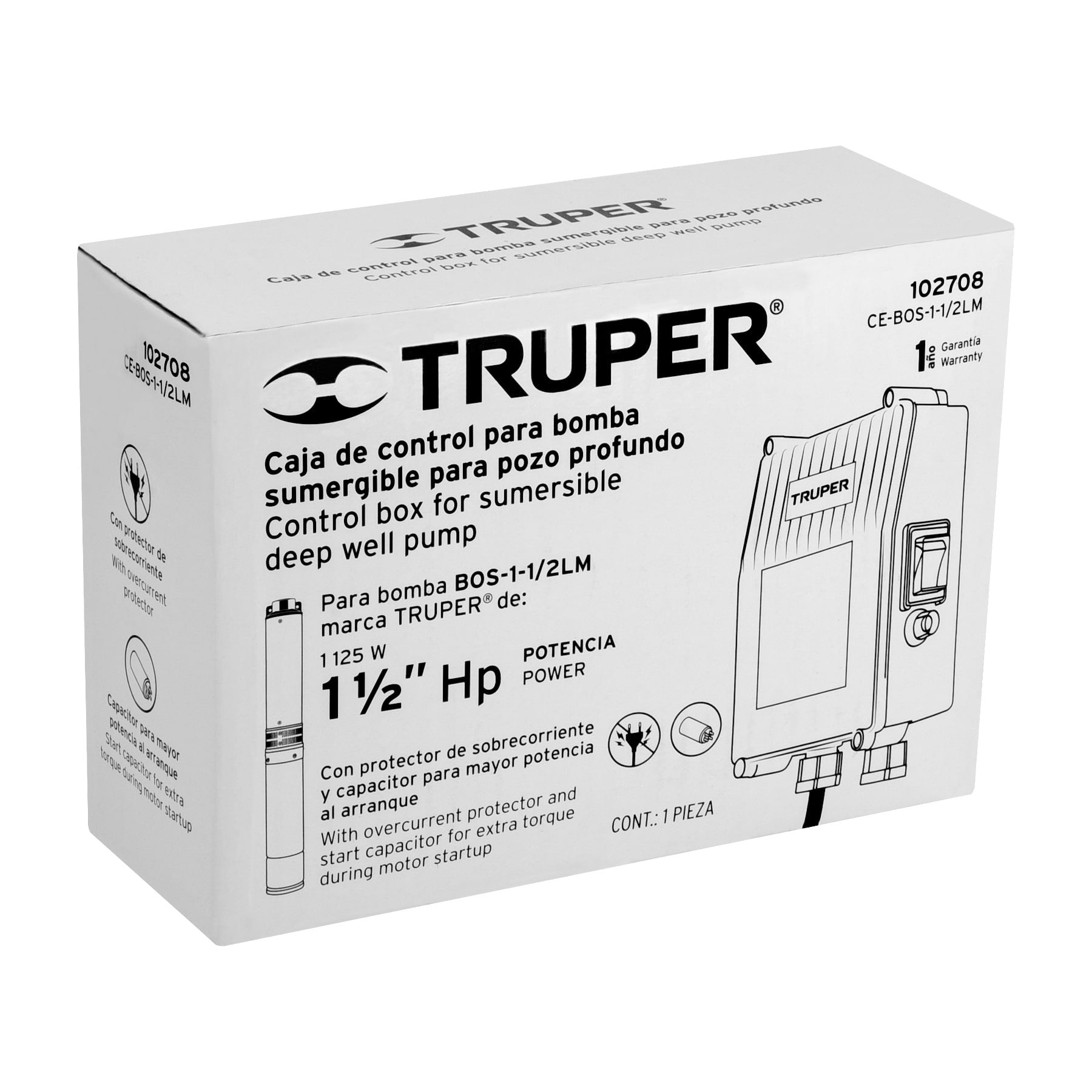 Caja de control para bomba tipo bala 1-1/2 HP, TRUPER