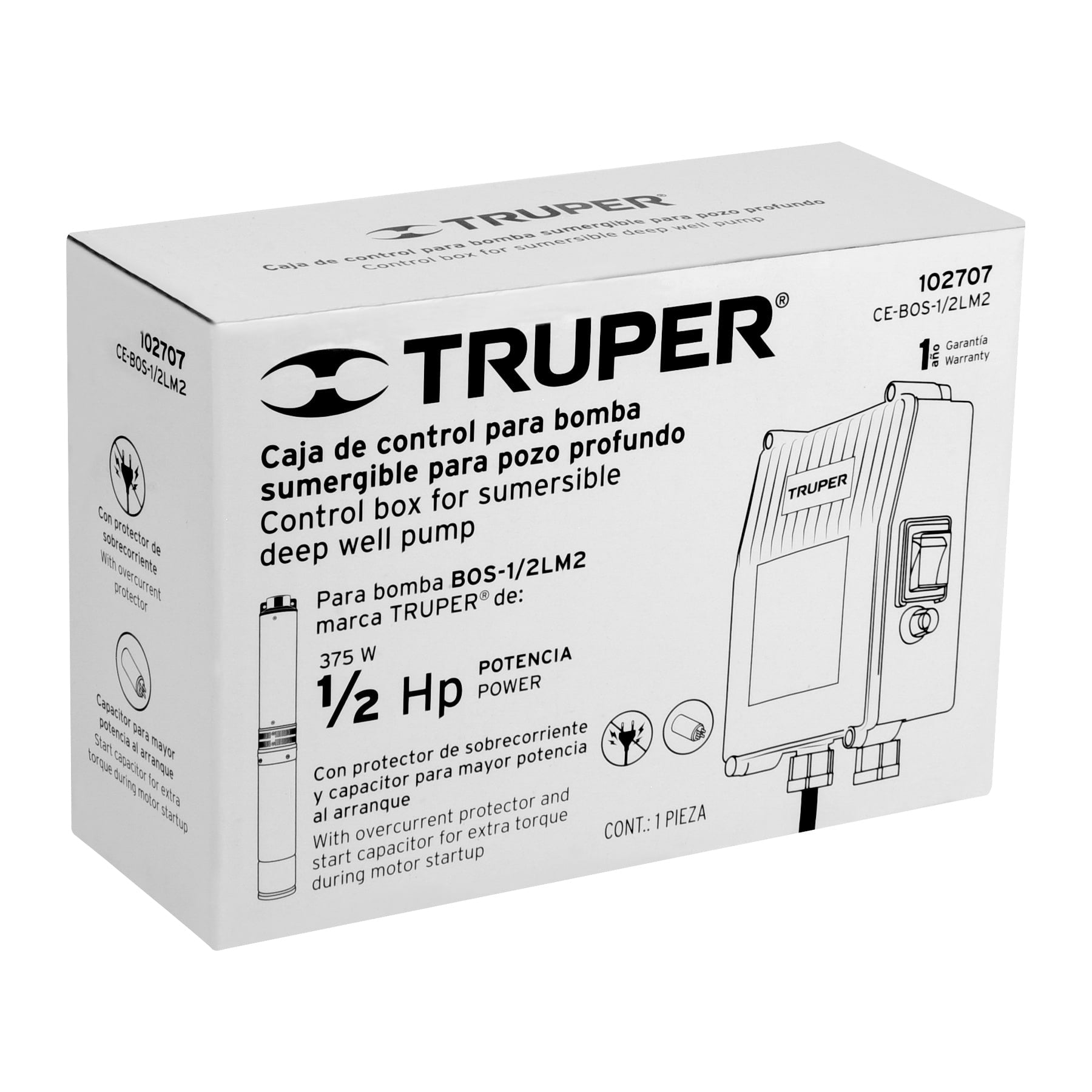 Caja de control para bomba tipo bala 1/2 HP, TRUPER