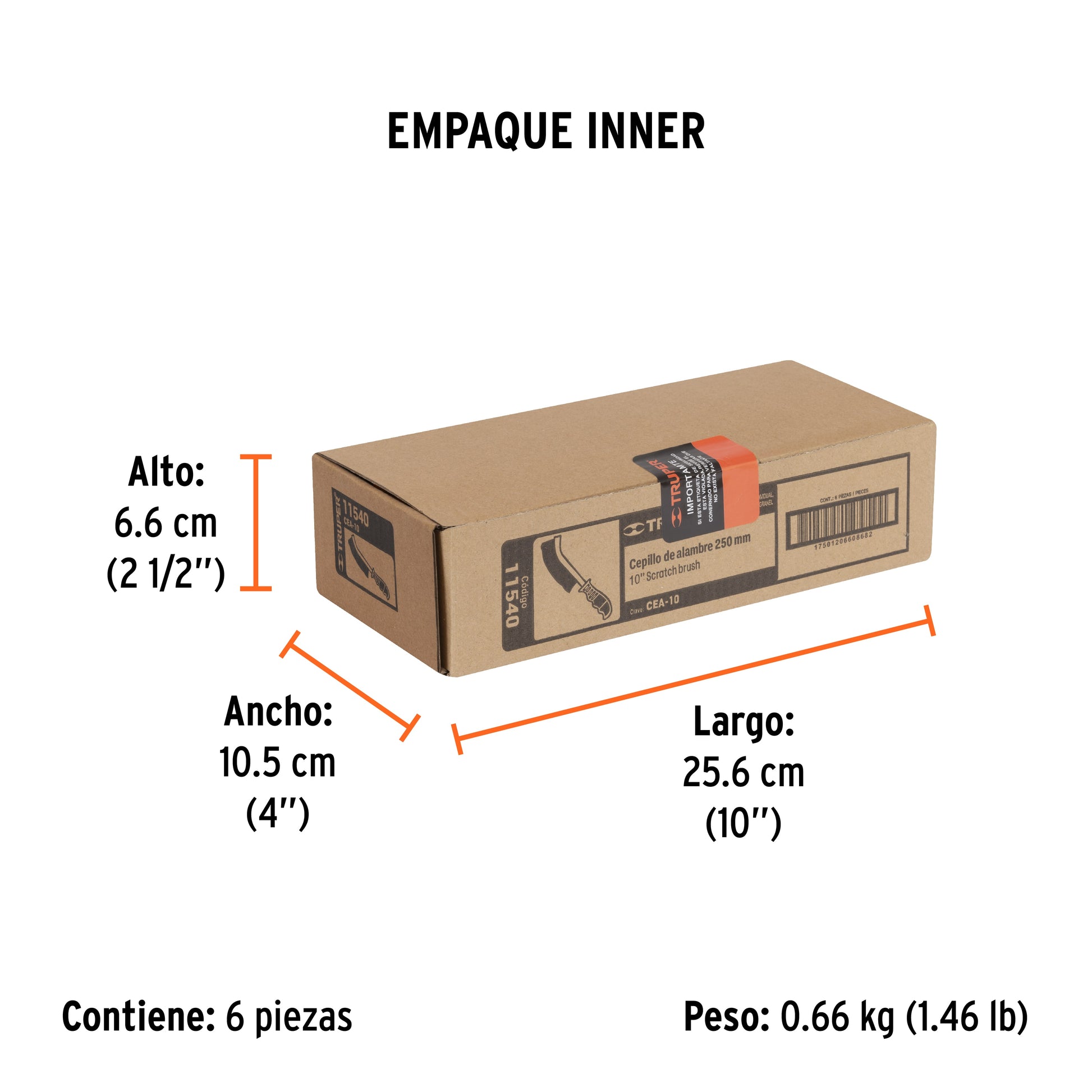 Cepillo de alambre curvo anti-chispa, acero latonado, TRUPER - Empaque