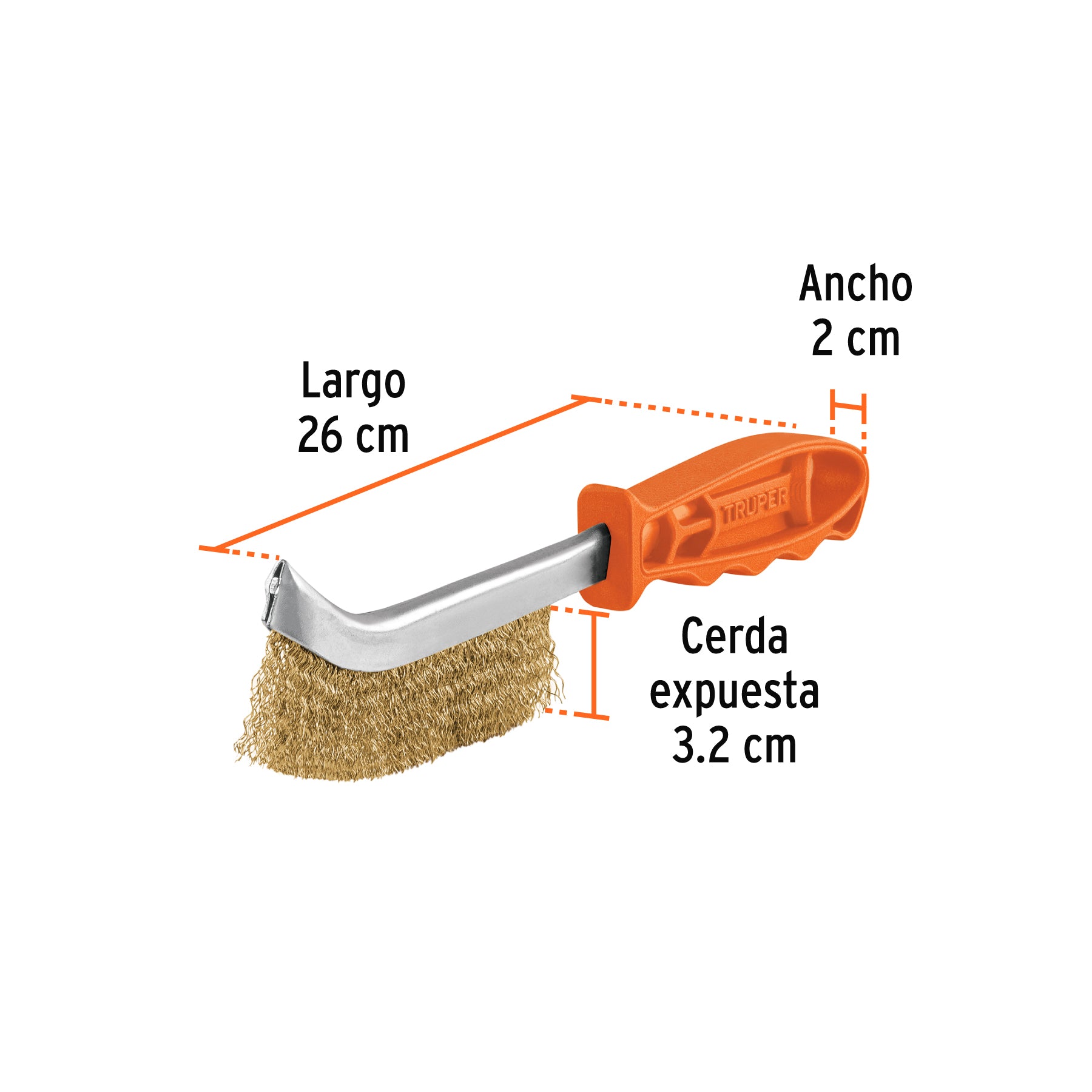Cepillo de alambre curvo anti-chispa, acero latonado, TRUPER