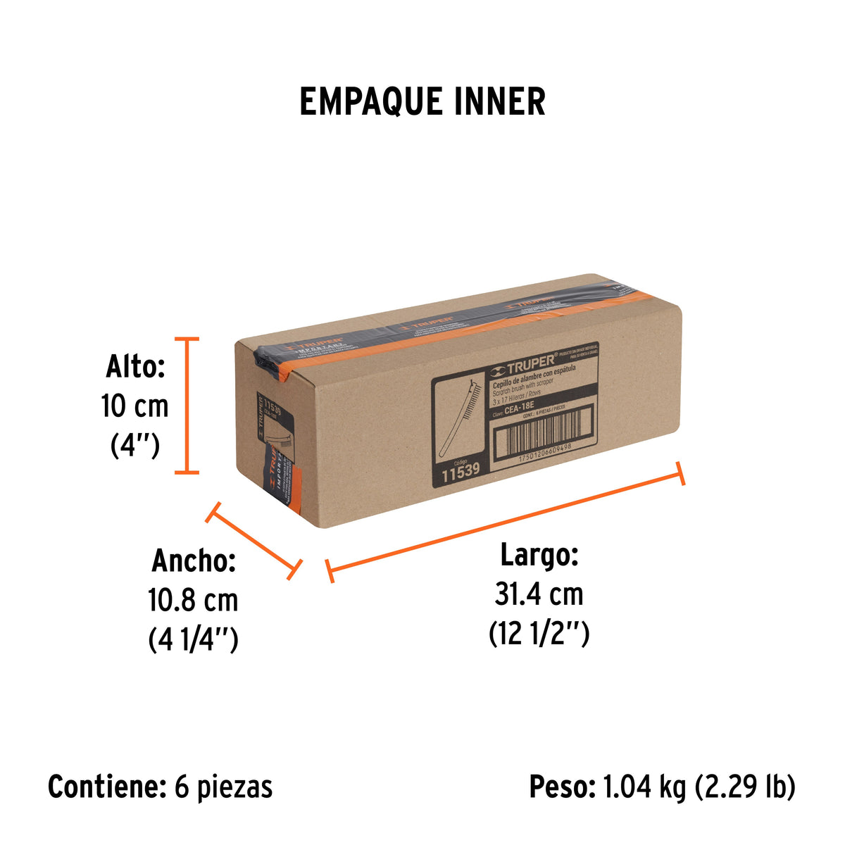 Cepillo de alambre 51 pinceles acero al carbono con espátula - Empaque