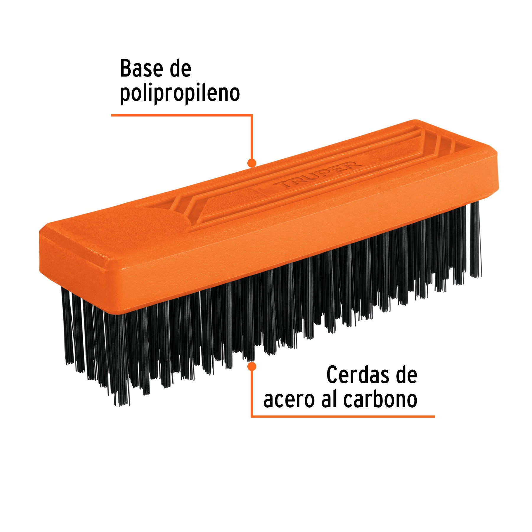 Cepillo de alambre 114 pinceles,rectangular sin mango,TRUPER