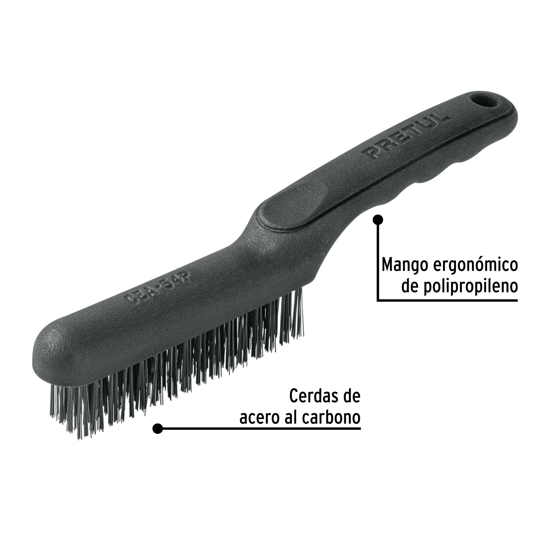 Cepillo de alambre 64 pinceles de acero al carbono, PRETUL