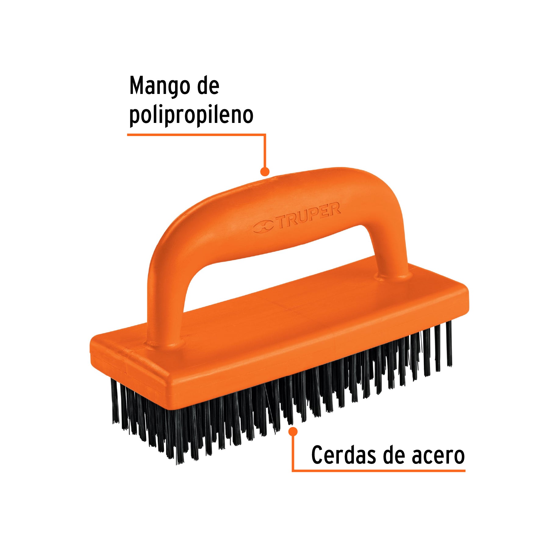 Cepillo de alambre 172 pinceles,rectangular con mango,TRUPER
