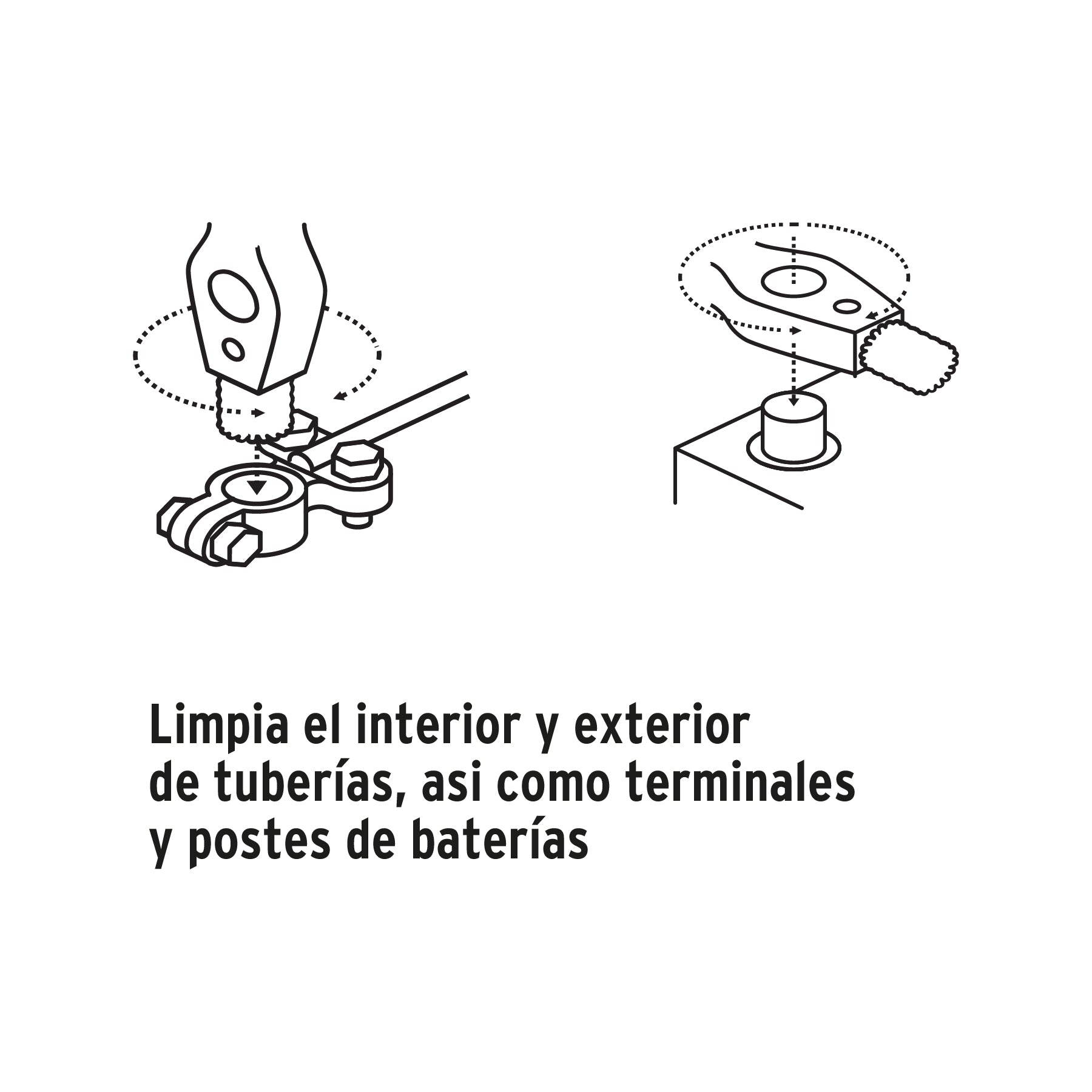 Cepillo limpiador de terminales de baterías, 4 en 1, TRUPER