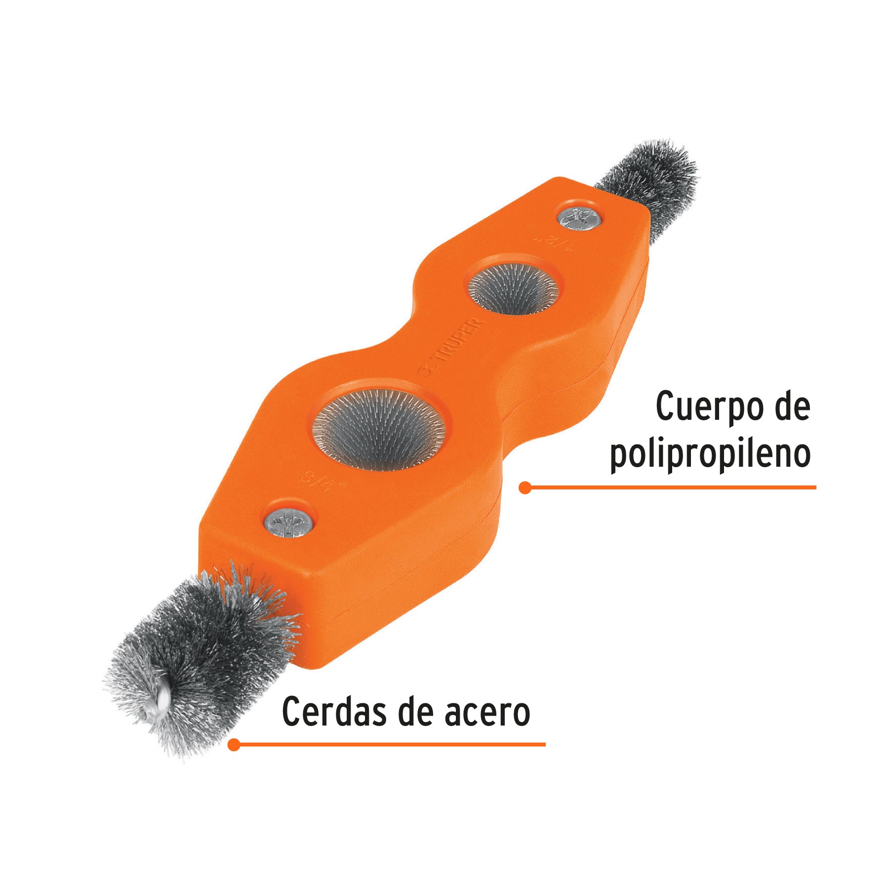 Cepillo limpiador de terminales de baterías, 4 en 1, TRUPER