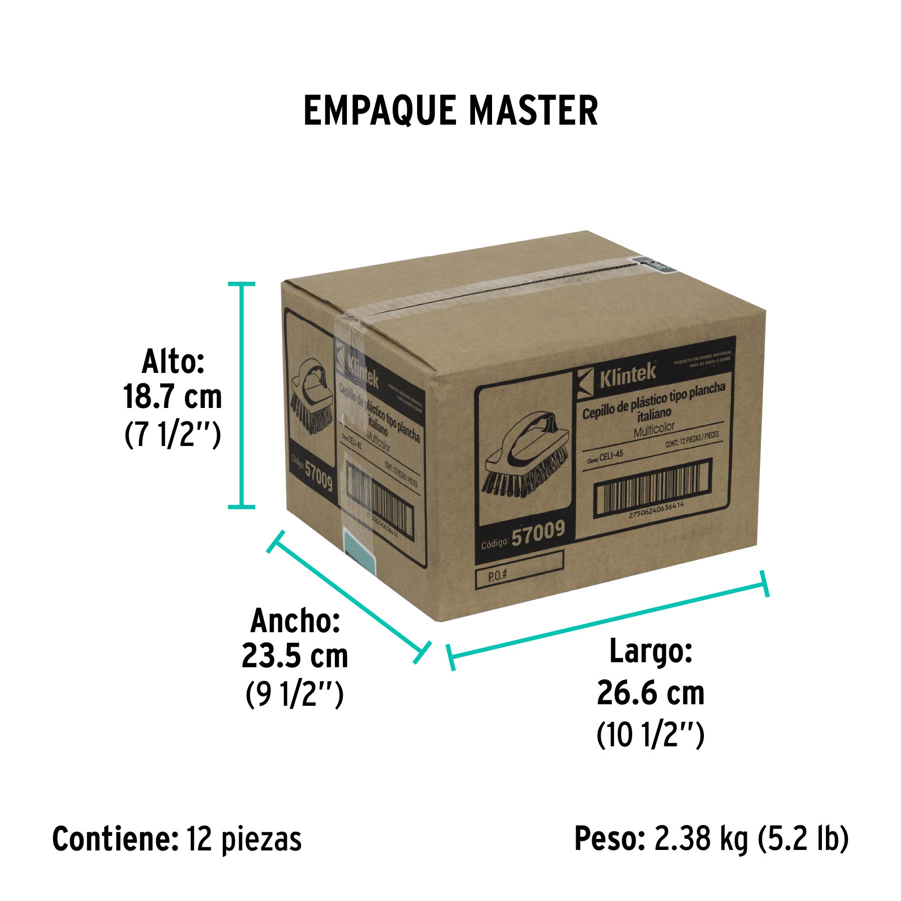 Cepillo tipo italiano de plástico, KLINTEK - Empaque