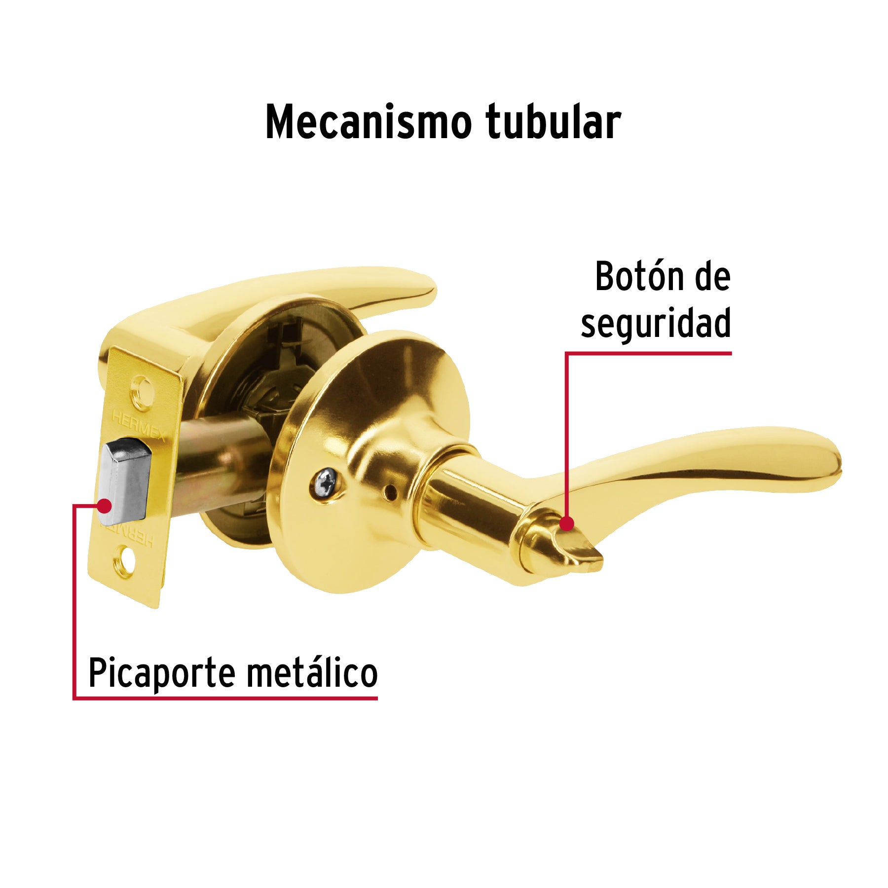 Cerradura manija "Milán" baño latón brillante, cil metal