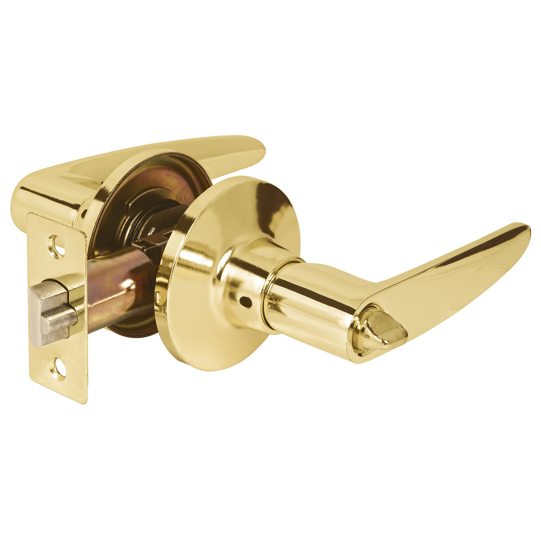 Cerradura manija, cilindro metálico, brillante, baño, BASIC
