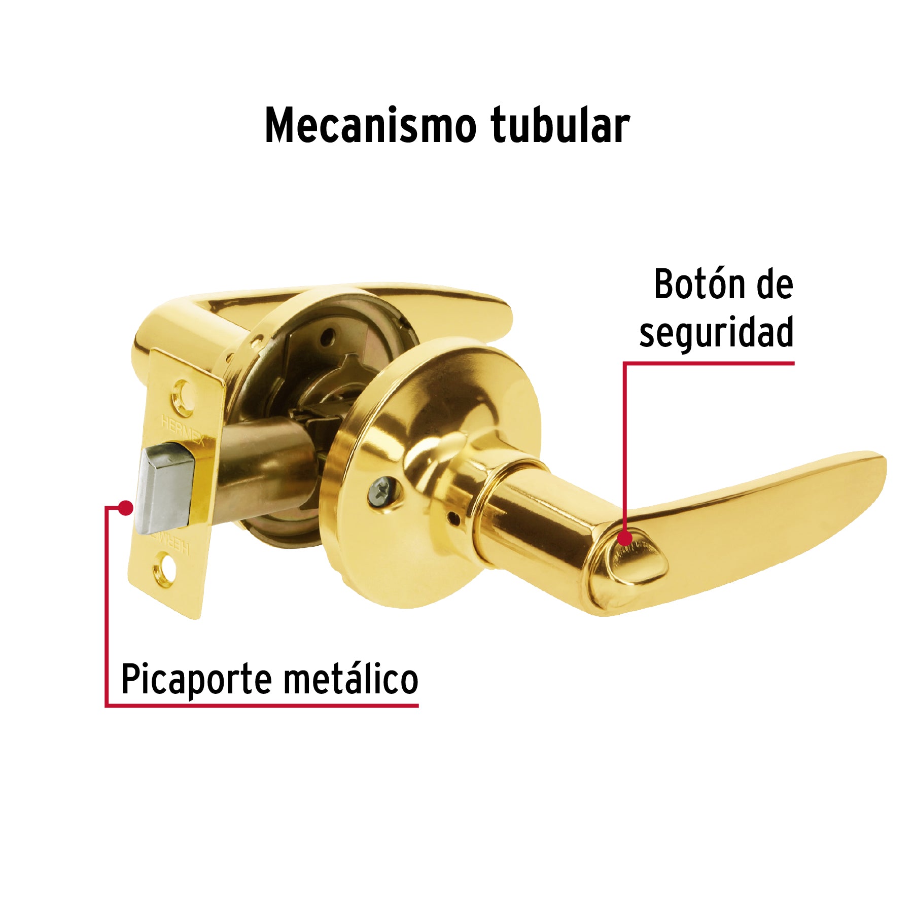 Cerradura manija "Turín" p/baño láton brillante, cil latón