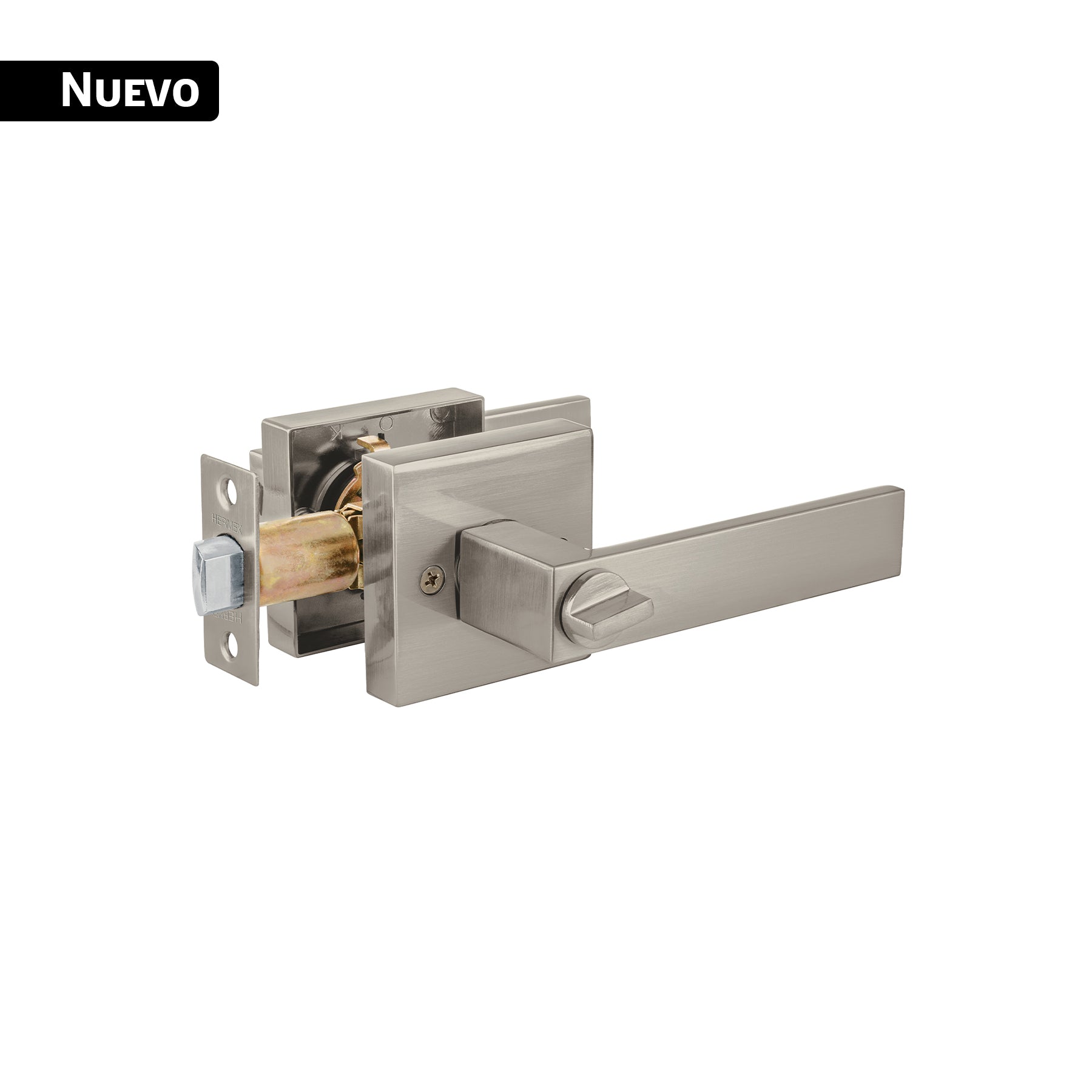 Cerradura manija "Módena" p/baño, níquel satinado, HERMEX