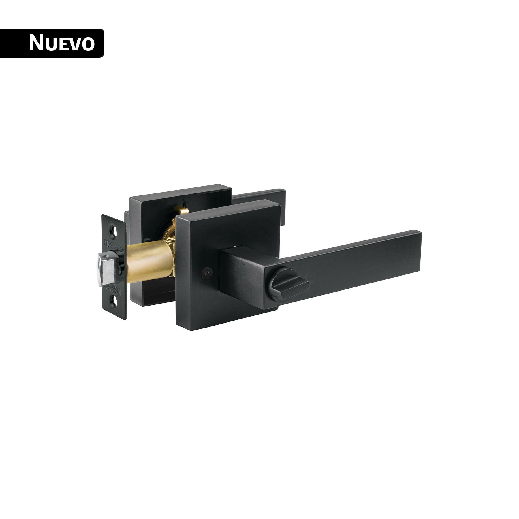 Cerradura manija "Módena" p/baño, negro mate, HERMEX