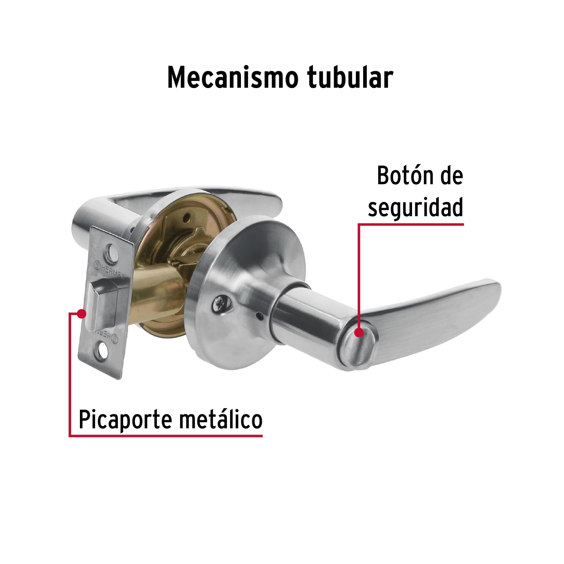 Cerradura manija "Turín" p/baño cromo mate, cil latón