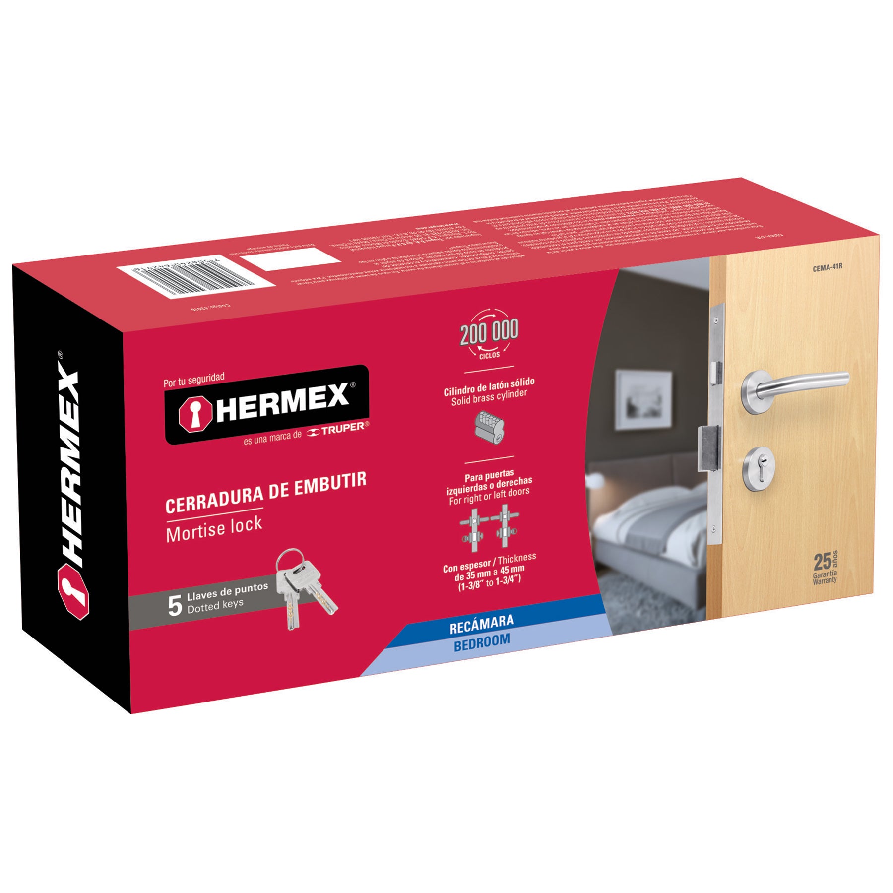 Cerradura embutir, acero inox,recámara