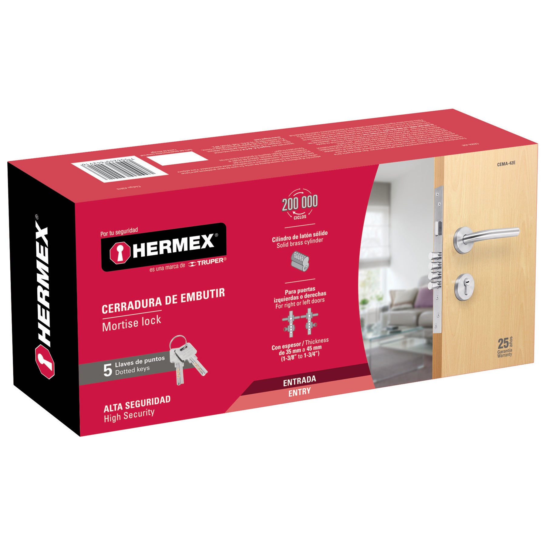 Cerradura de embutir,acero inox,entrada
