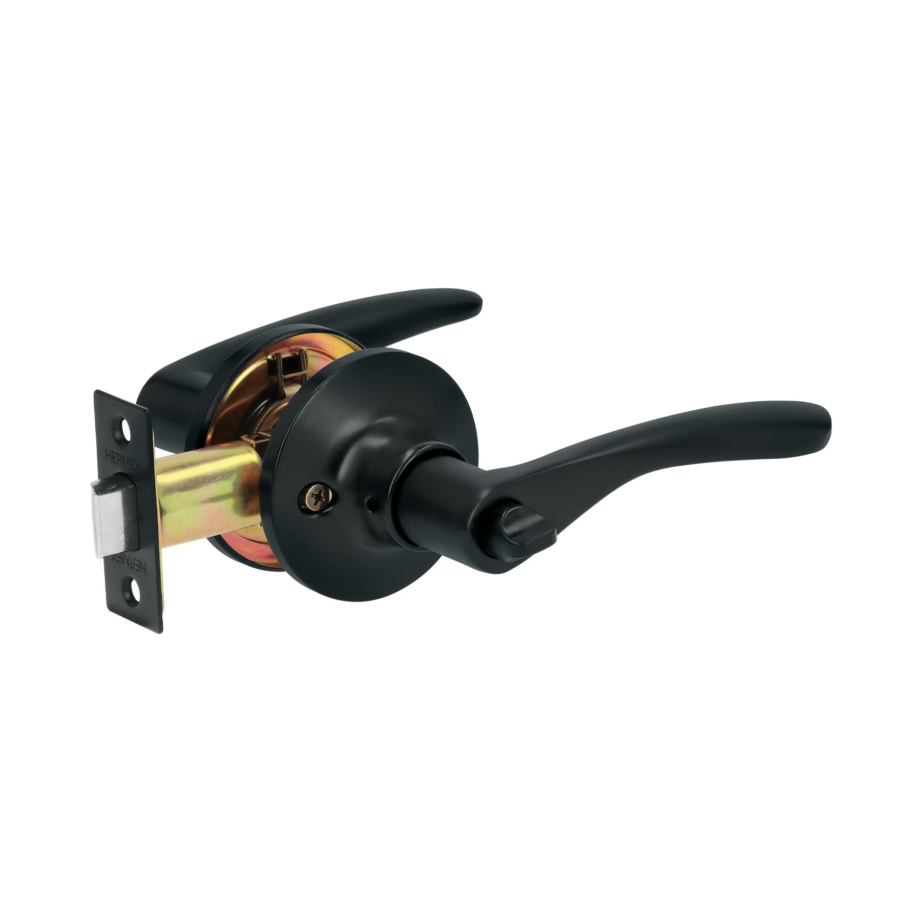 Cerradura manija "Milán" p/baño, negro, cil latón, BASIC