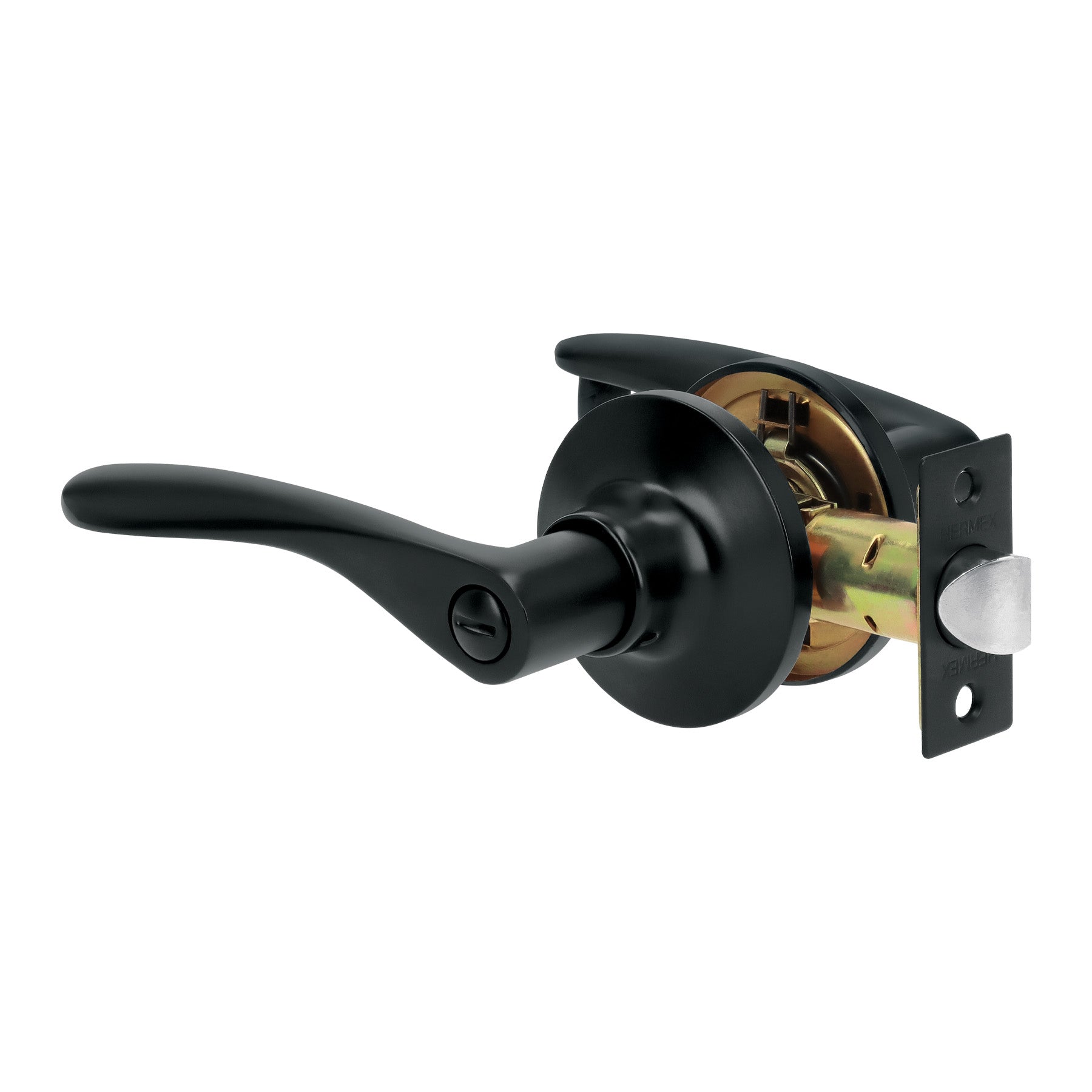 Cerradura manija "Milán" p/baño, negro, cil latón, BASIC