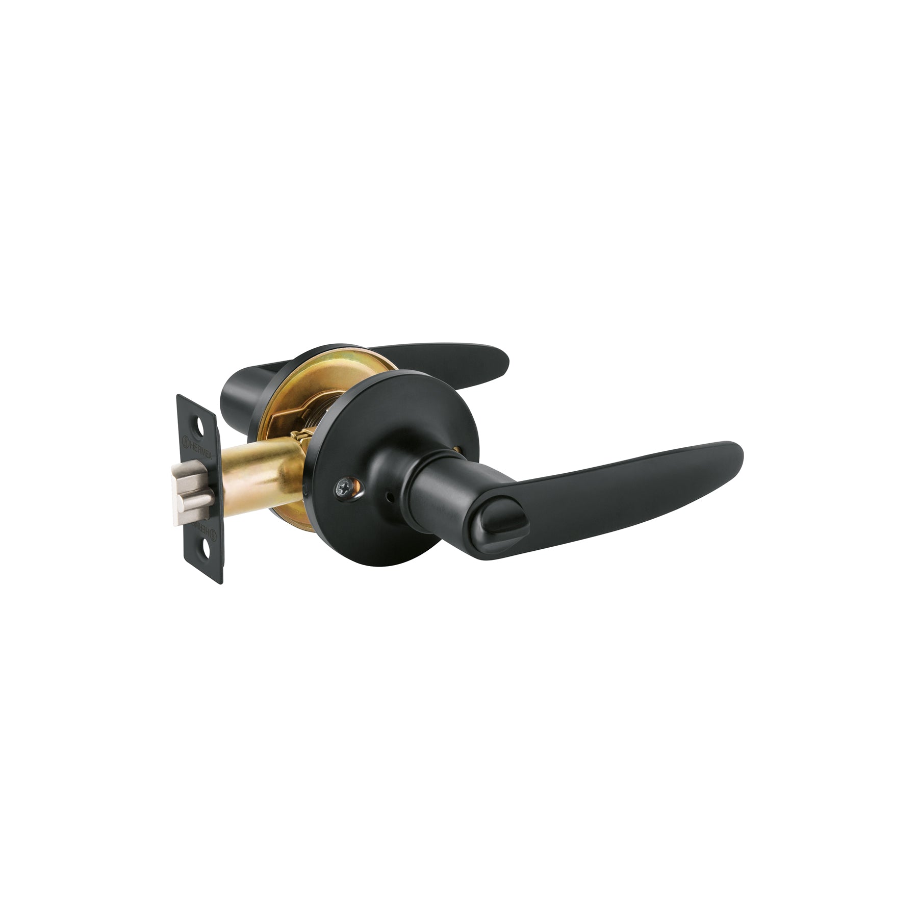 Cerradura manija "Turín" p/recámara, negro, cilindro latón