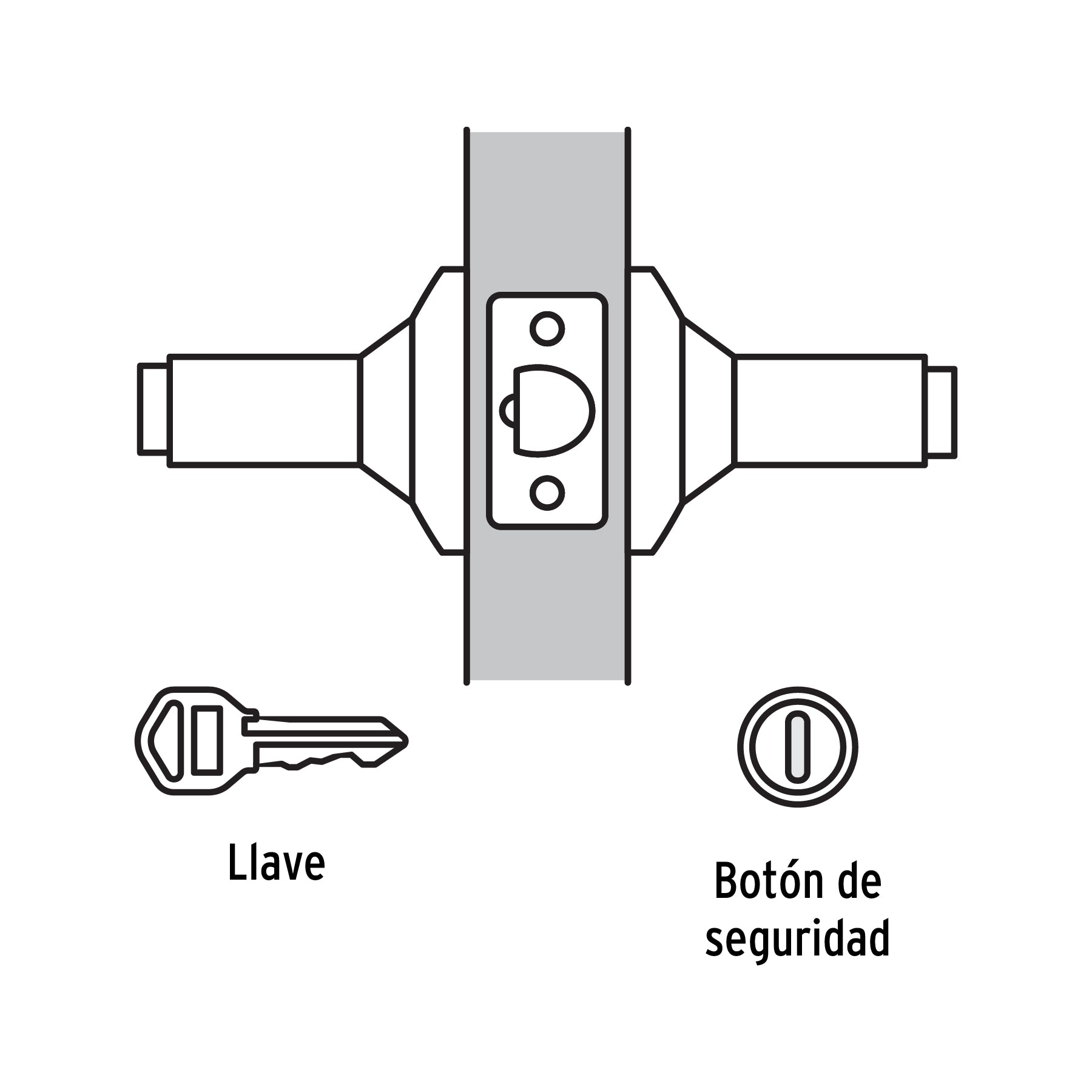 Cerradura manija "Milán" p/recámara, negro, cil latón, BASIC